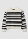 White striped cotton-blend crew-neck top for girls_0