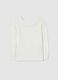 Girl's white regular fit cotton blend top with crew neck_0