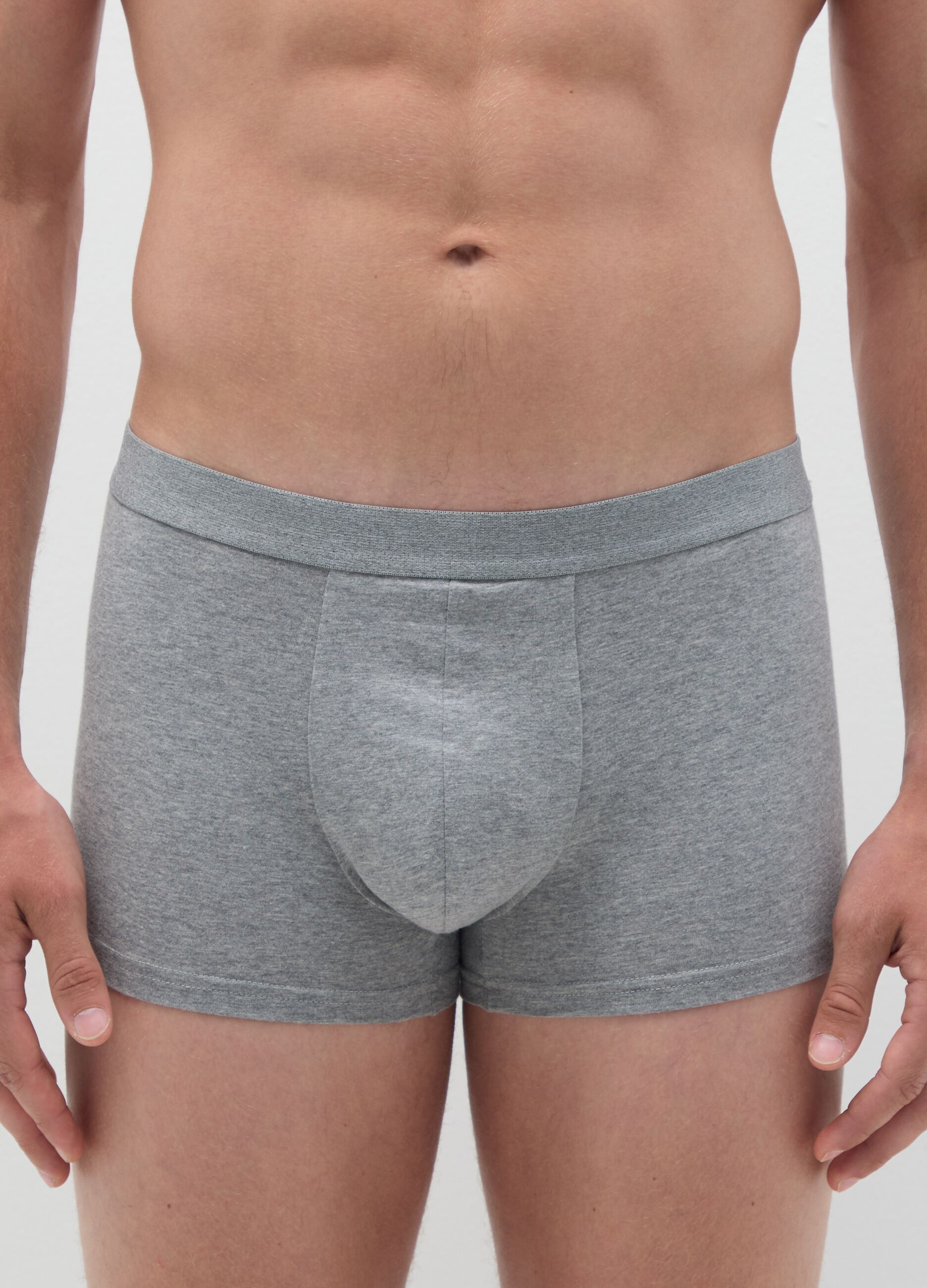 Set of three grey stretch cotton regular fit boxers
