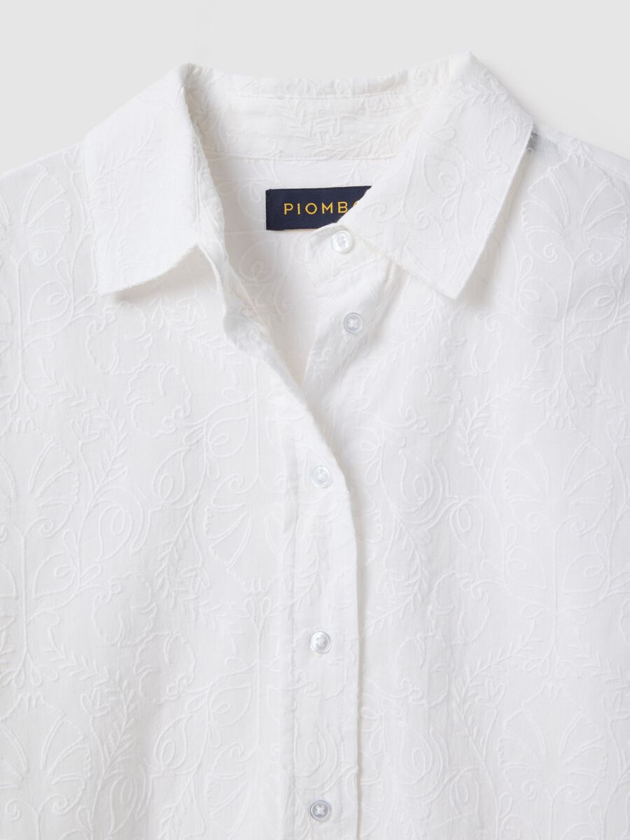 Oversized fit white pure cotton sangallo shirt_5