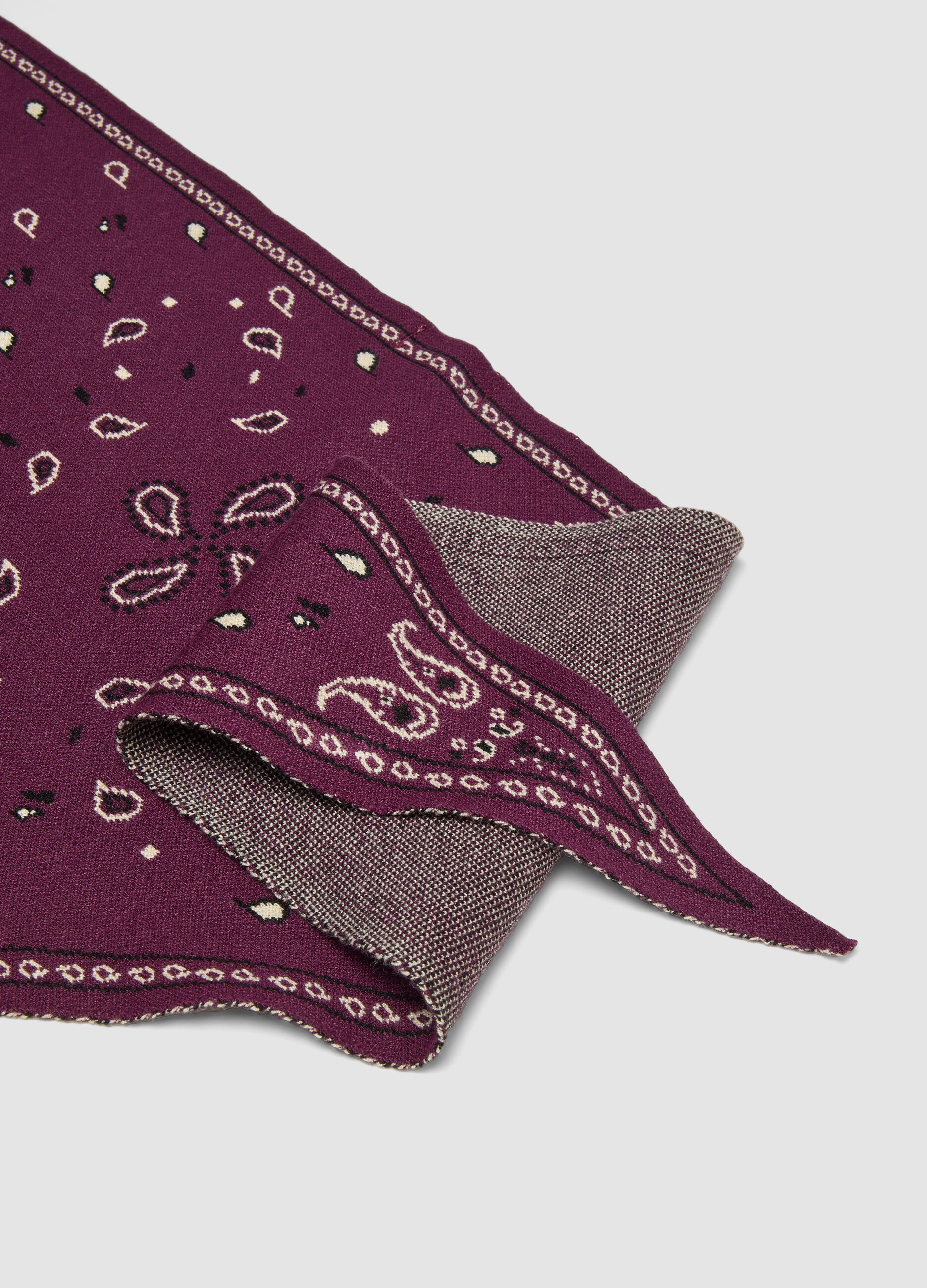 Purple patterned viscose-blend scarf