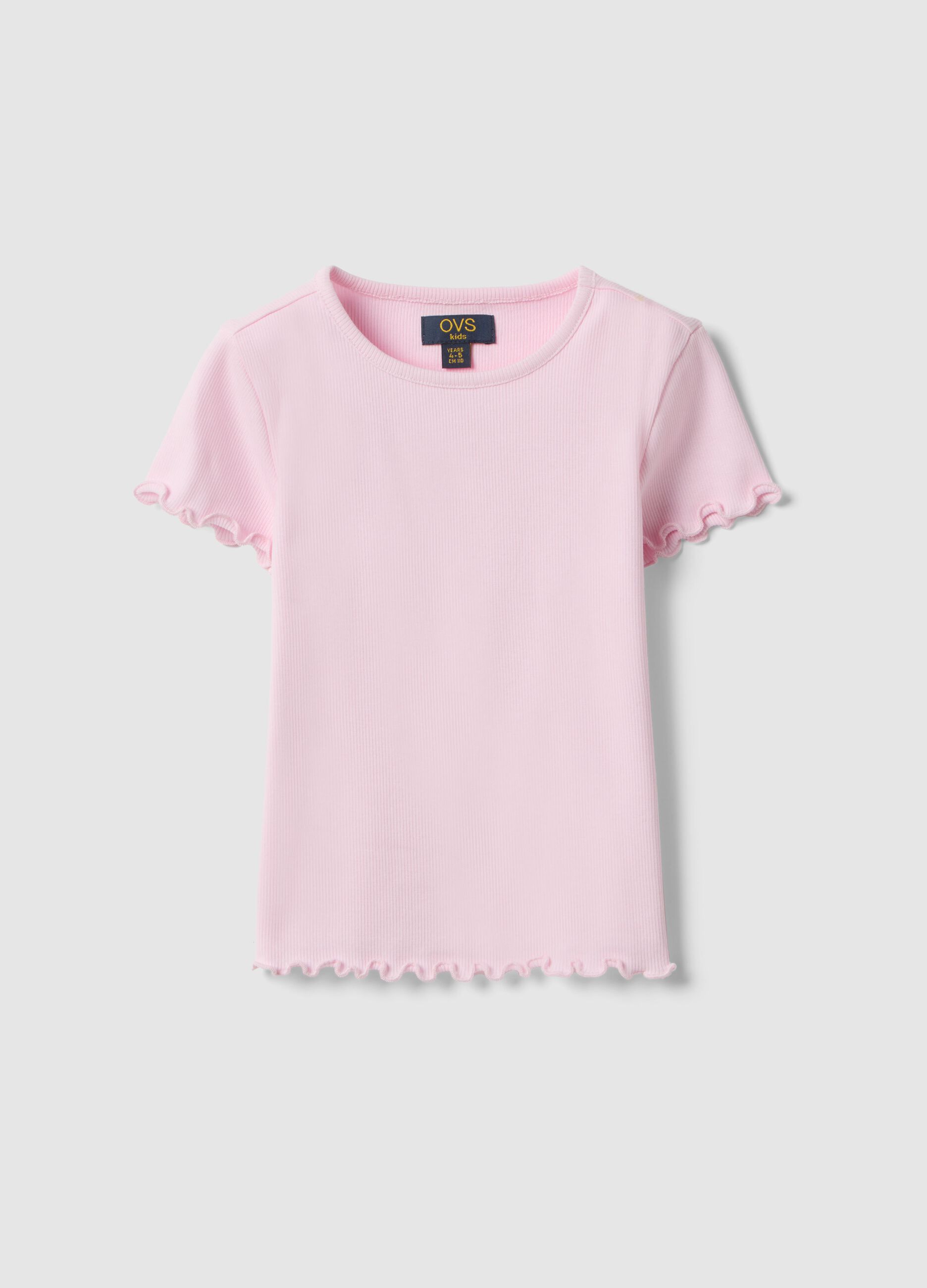 Girls' Pink Stretch Cotton T-Shirt Regular Fit