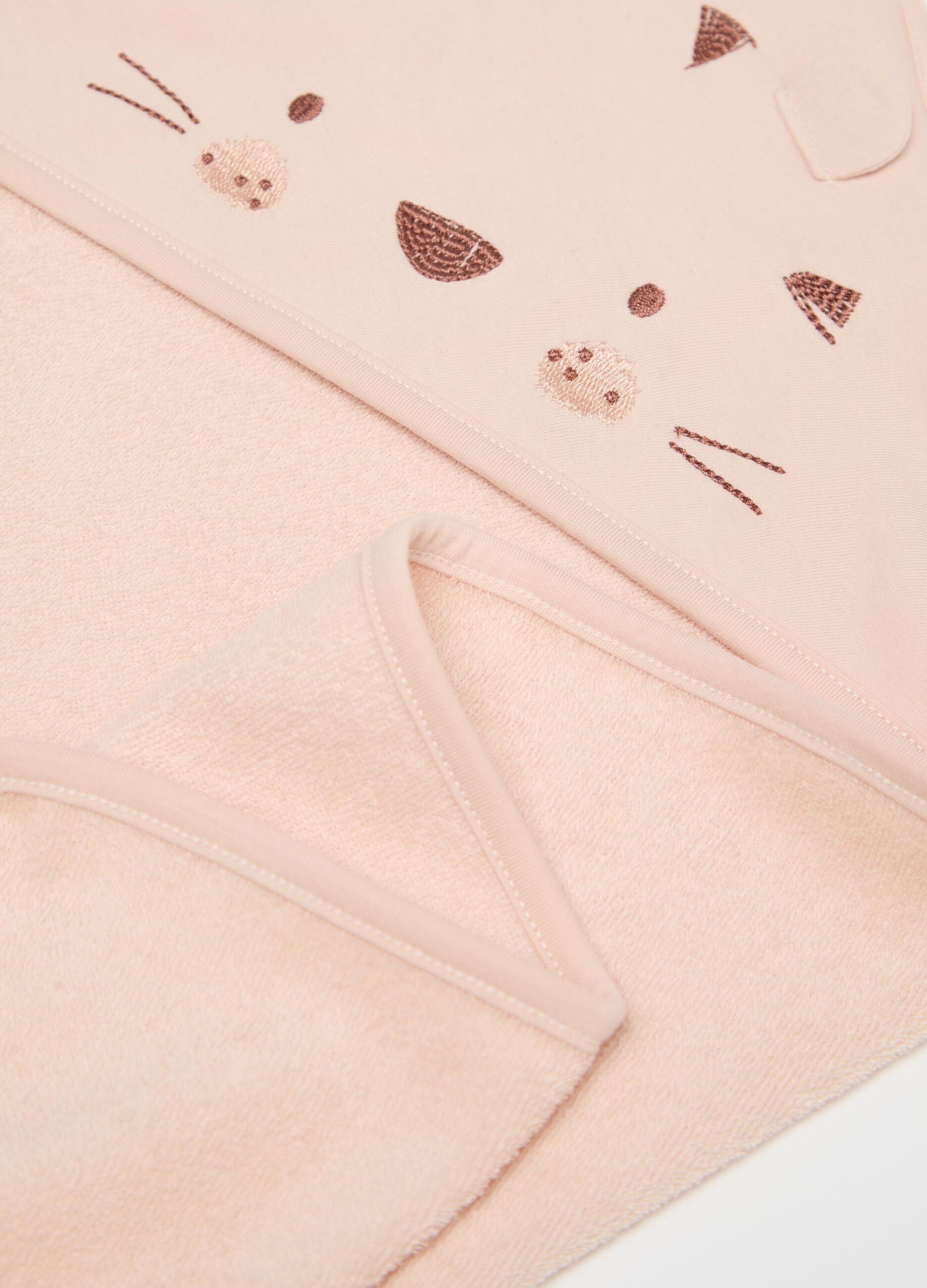 Accappatoio beige in cotone con ricamo tigrotto