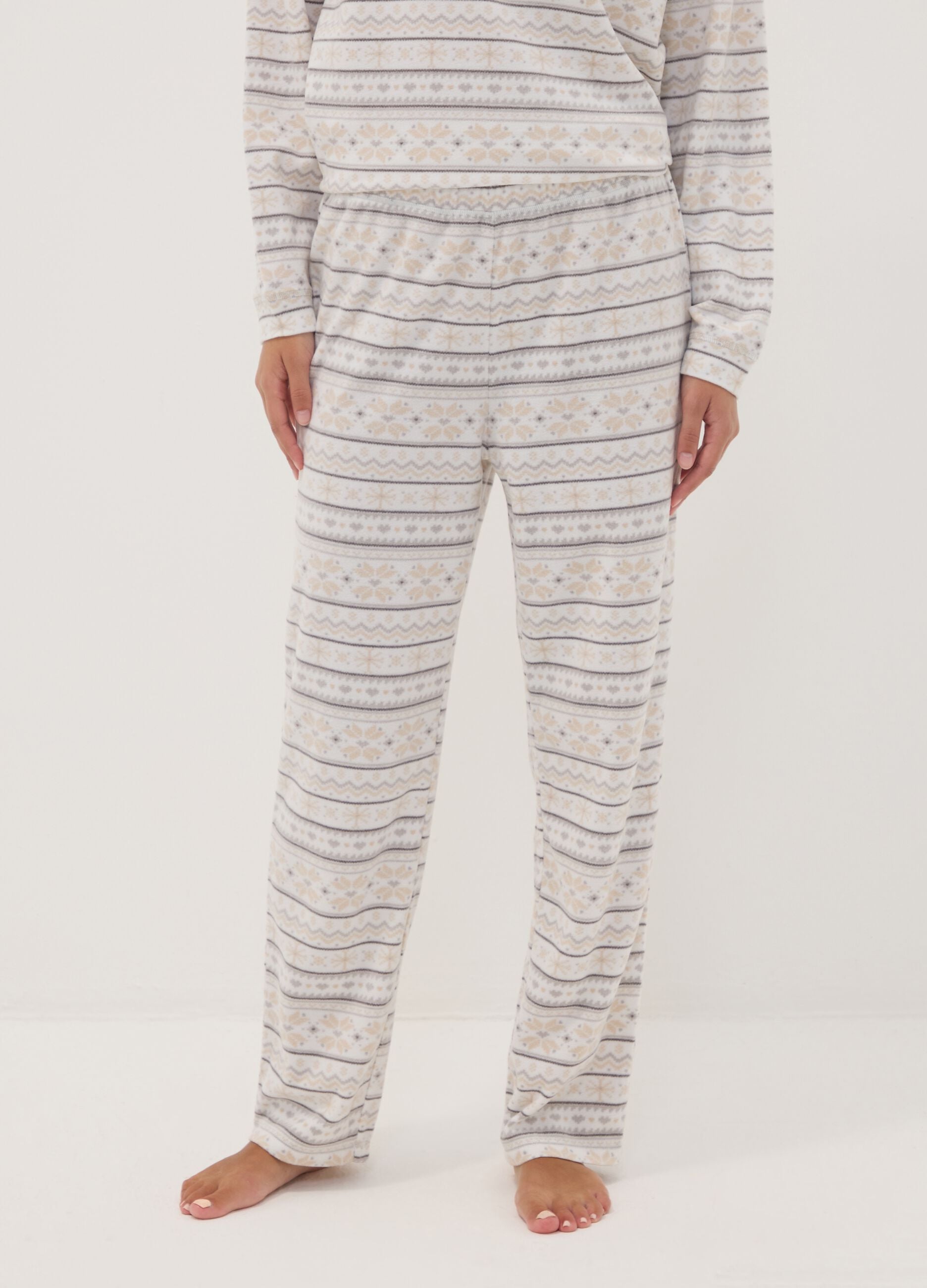 White Nordic-print pyjama trousers