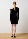 Black velvet slim fit dress with drapery_2