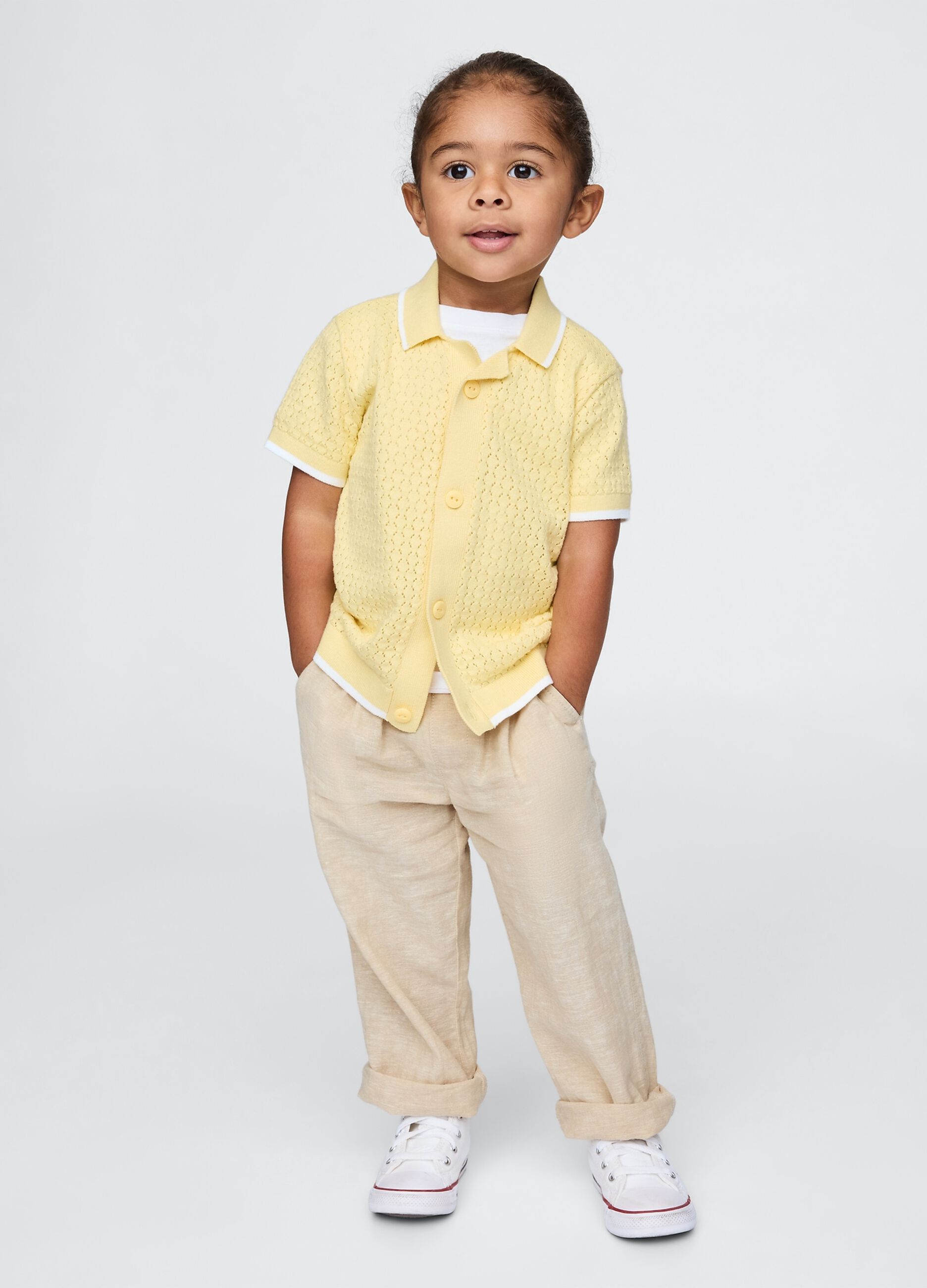 Beige linen and cotton trousers for boys