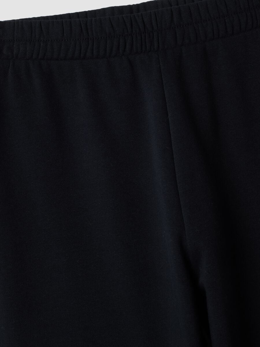 Black cotton-blend joggers with elasticated waistband, regular fit_1