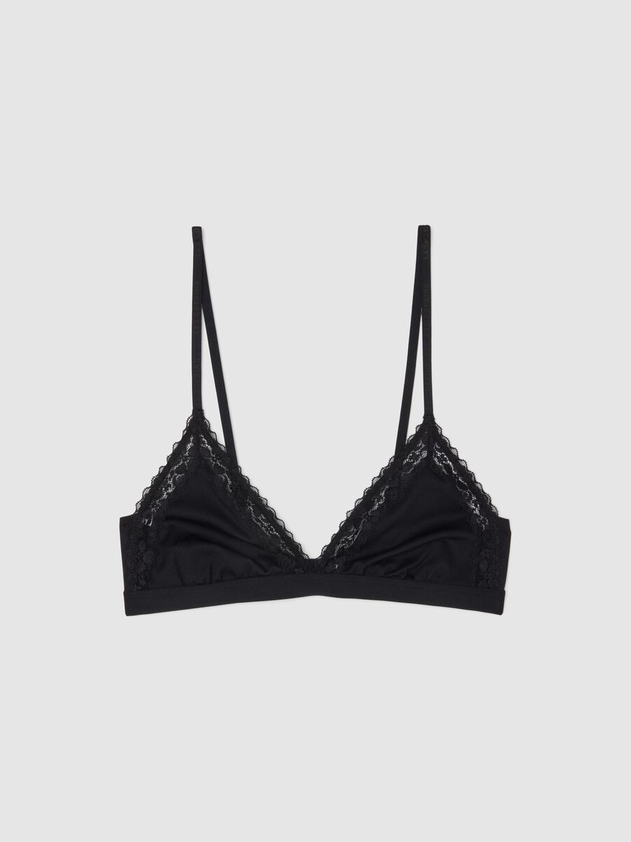 Black Triangle Bra with Lace Details_4