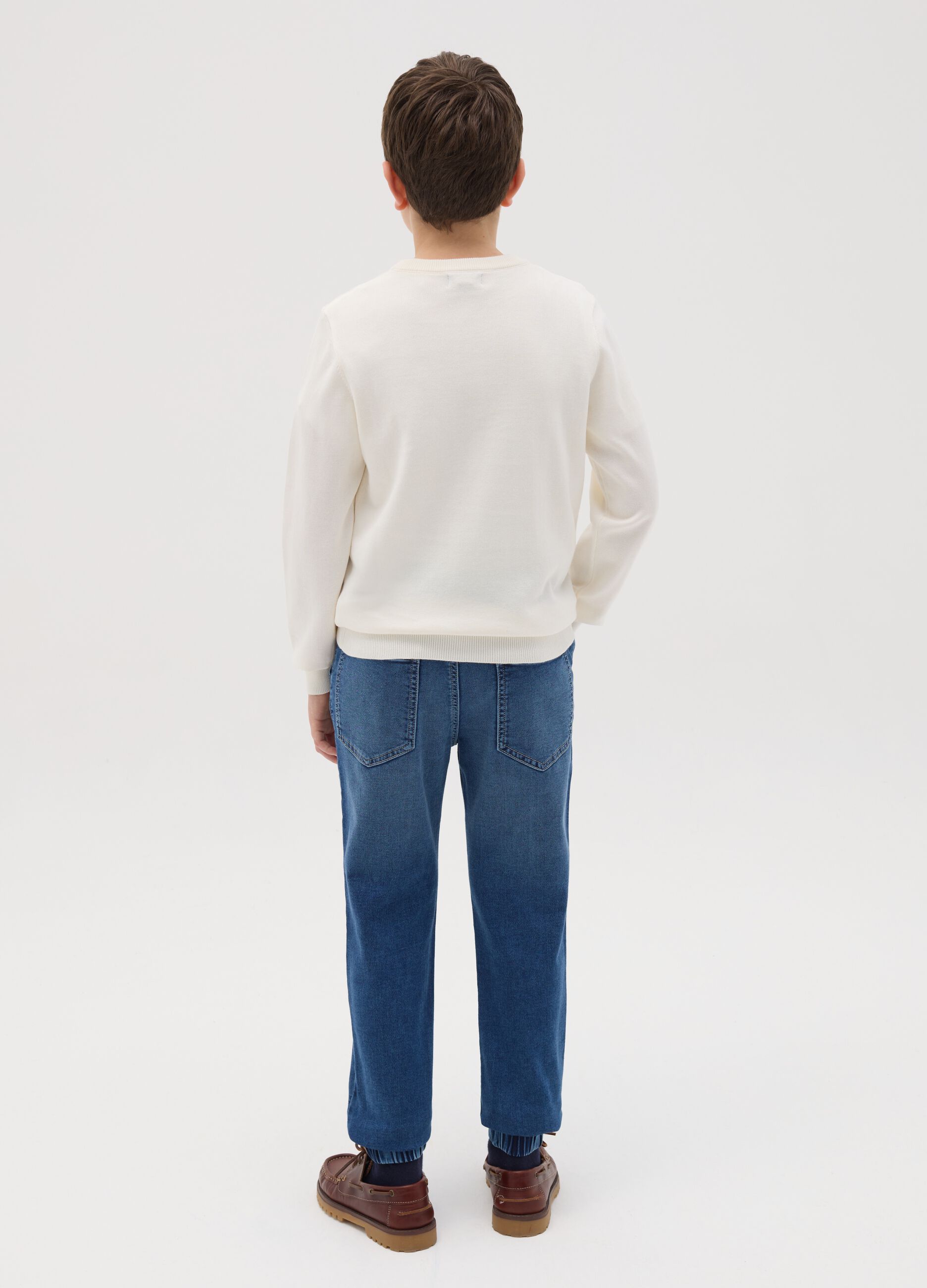 Joggers in denim con coulisse 