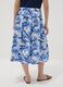 Blue and white cotton midi skirt with floral print_2