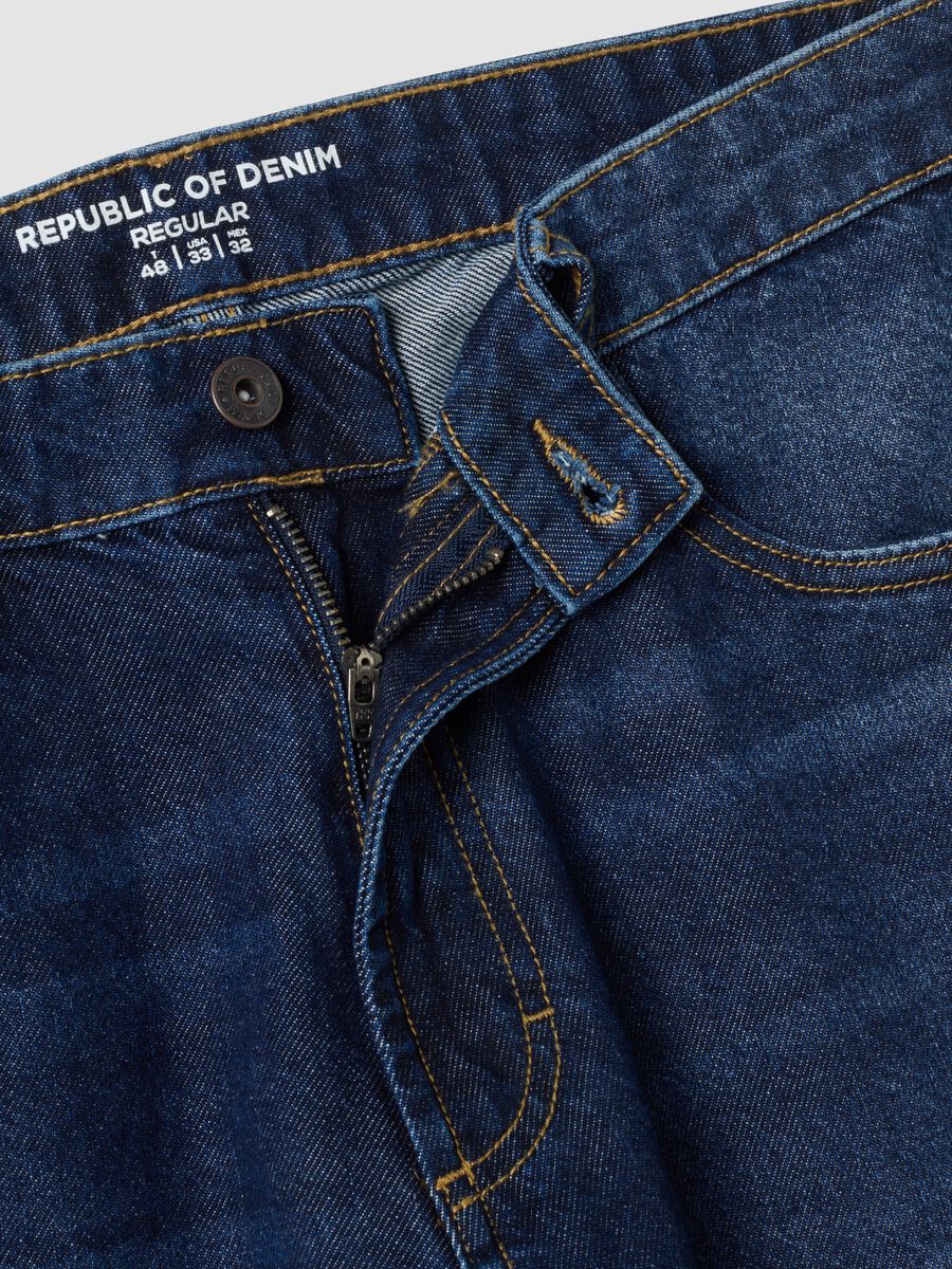 Jeans denim regular fit in puro cotone_2