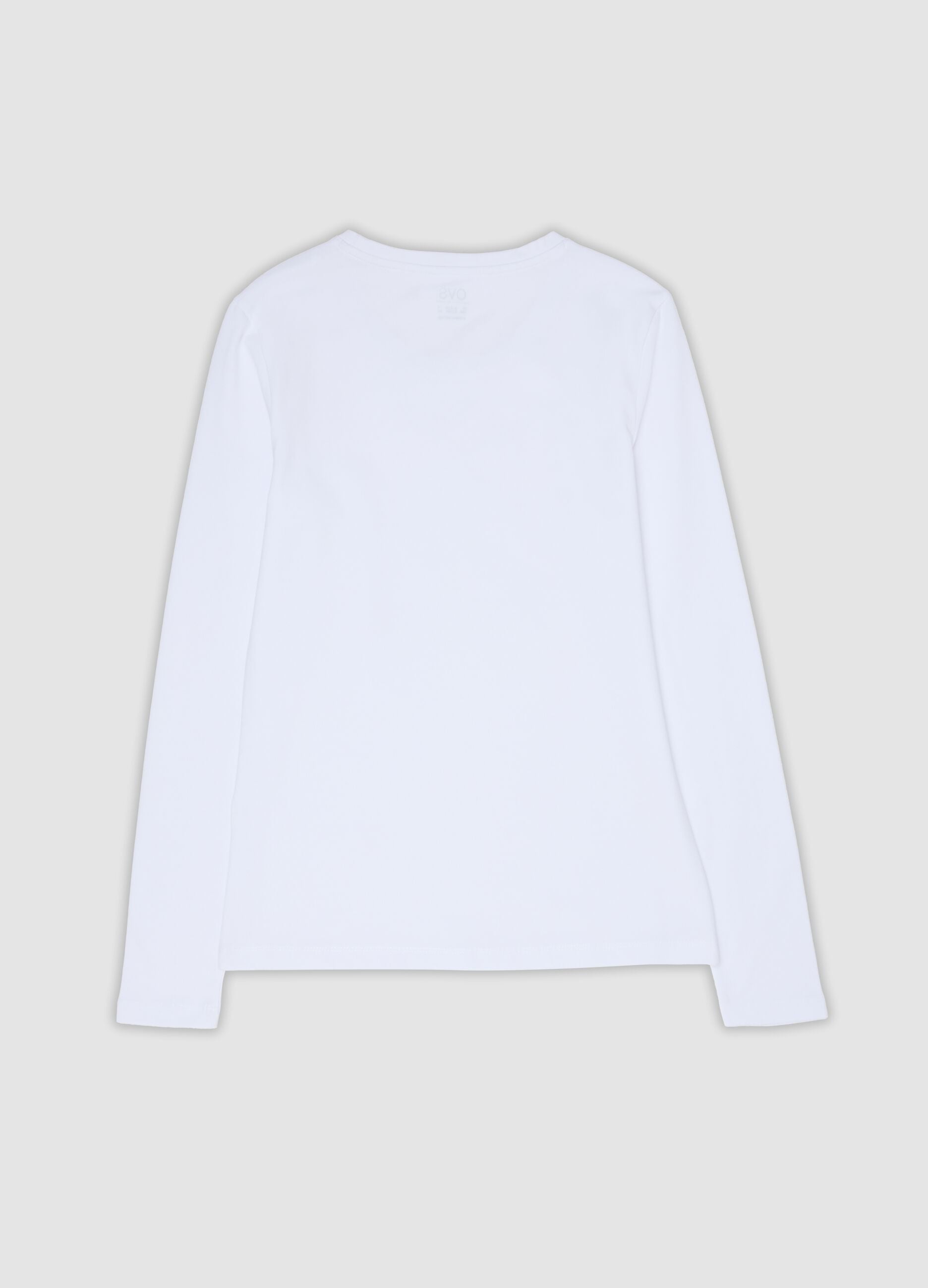 White crew-neck top in stretch organic cotton