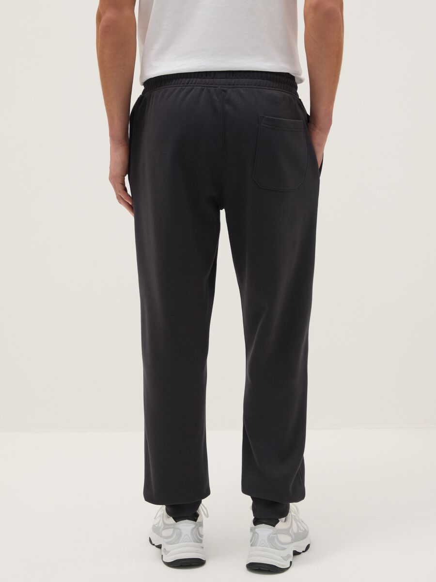 Black Regular Fit Cotton Blend Joggers_2