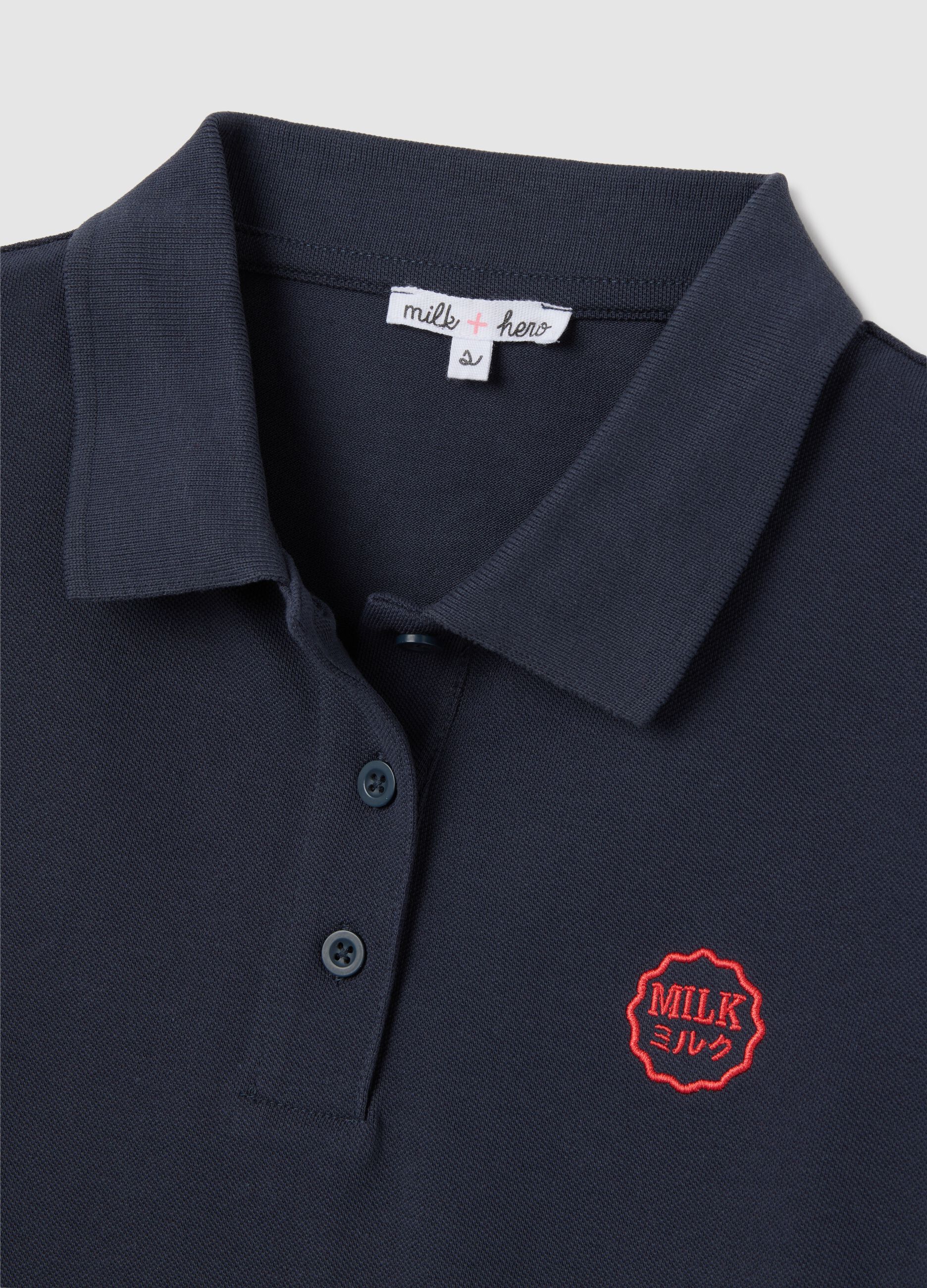 Women's Blue Pure Cotton Polo Shirt Regular Fit with Classic Collar and Embroidered Logo