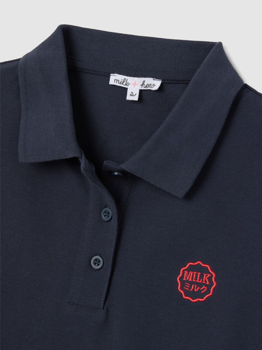 Women's Blue Pure Cotton Polo Shirt Regular Fit with Classic Collar and Embroidered Logo_5
