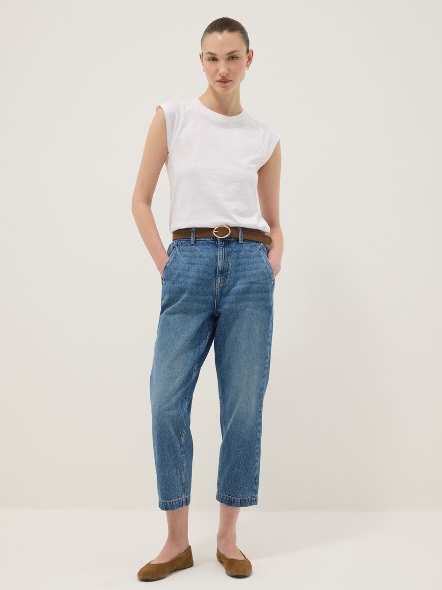 White short sleeve pure cotton T-shirt regular fit_1