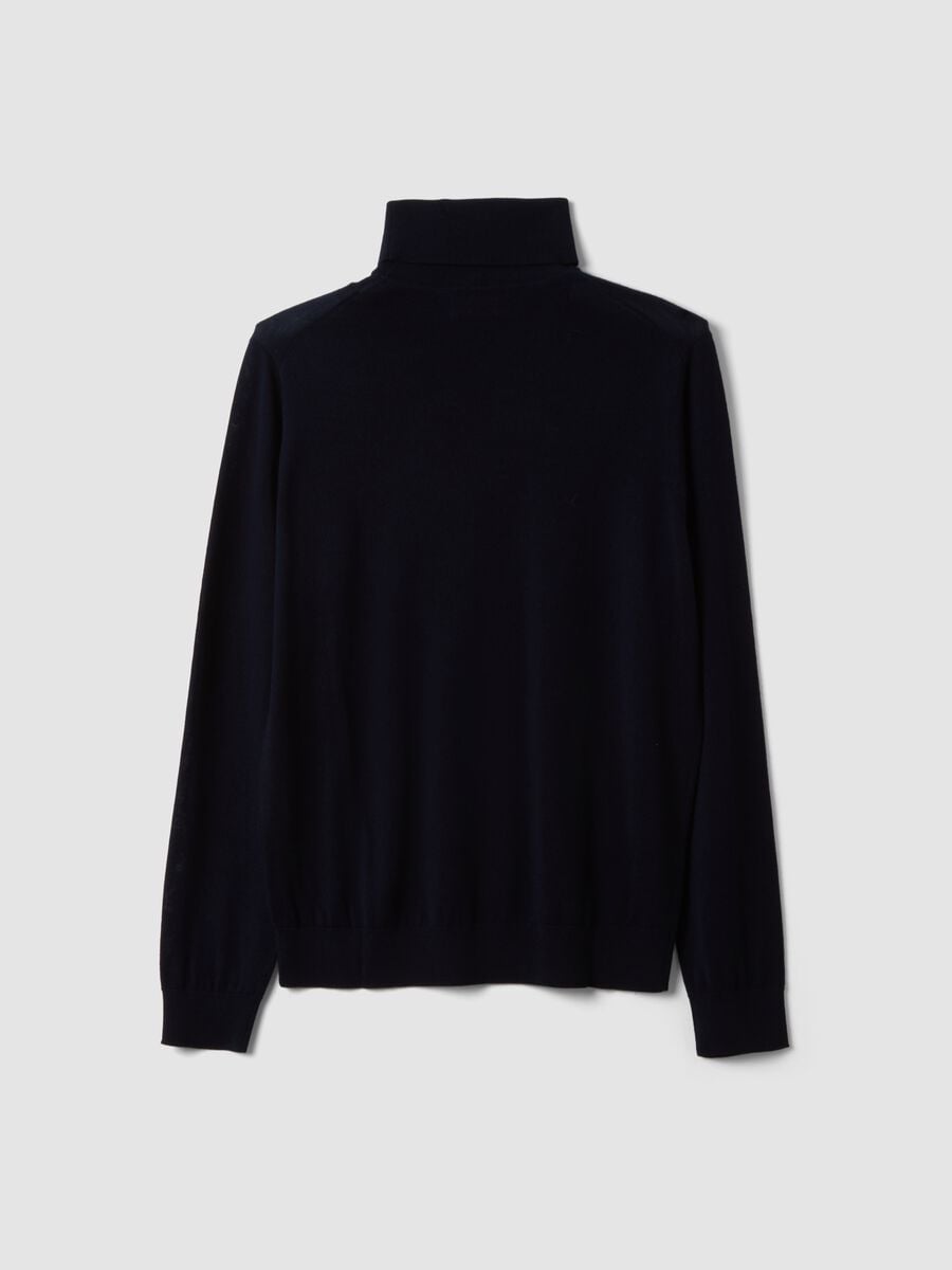 Navy blue pure merino wool turtleneck jumper, regular fit_6