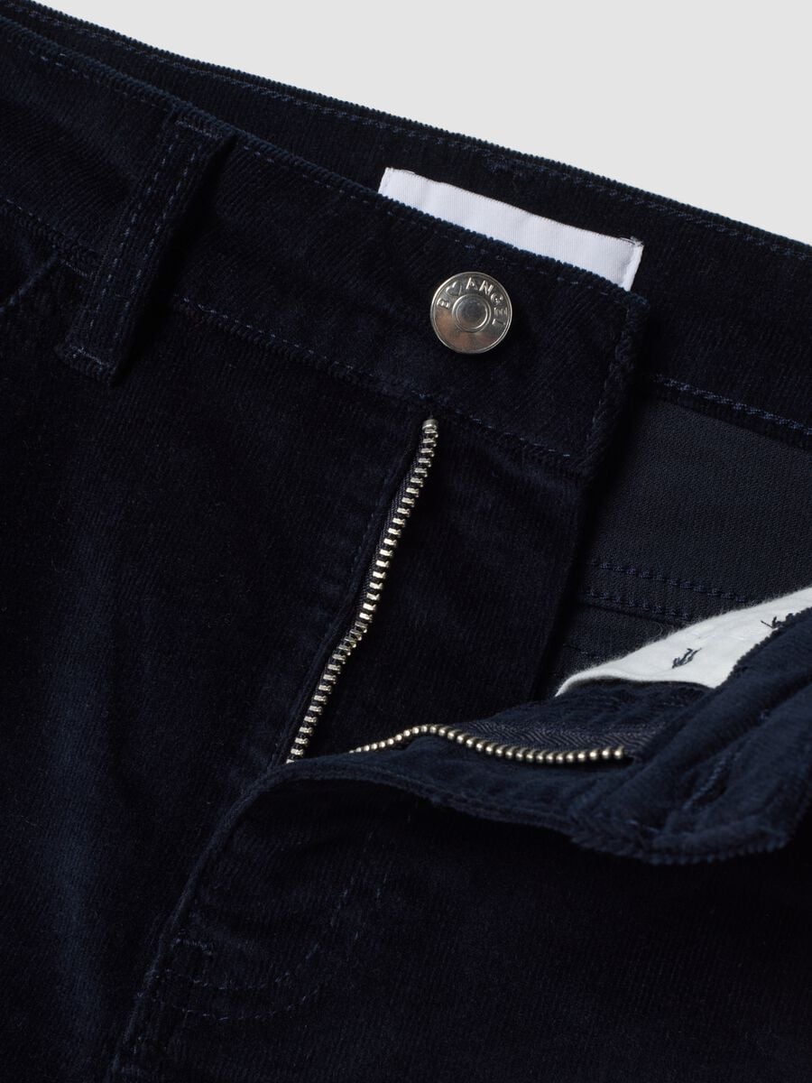 Blue flared trousers in stretch cotton_1