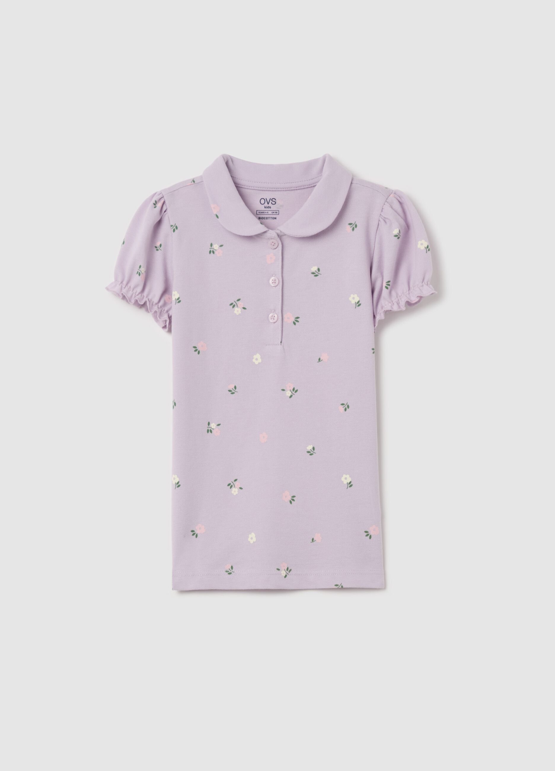 Organic cotton polo shirt with print