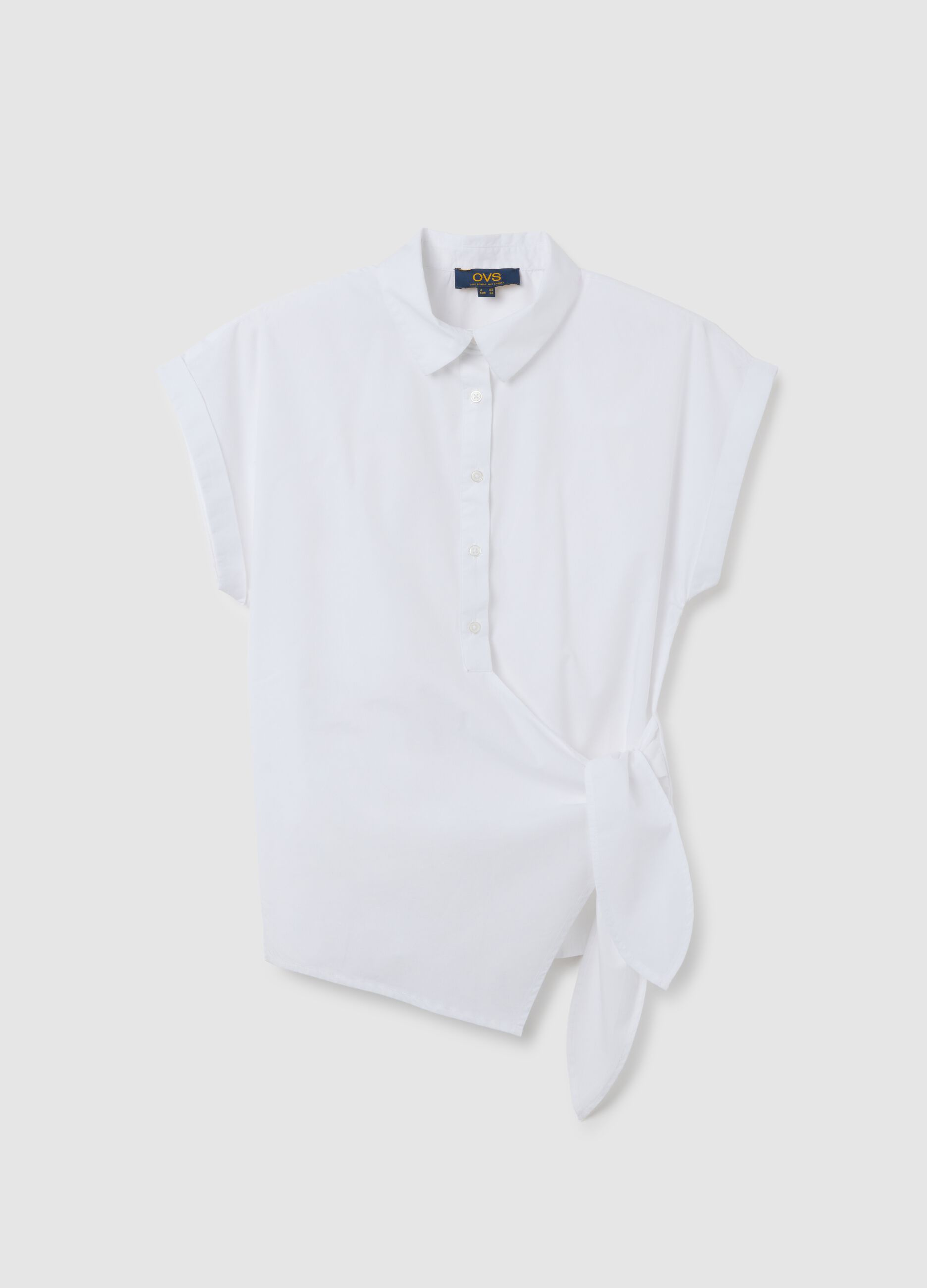 White pure cotton shirt regular fit with knot