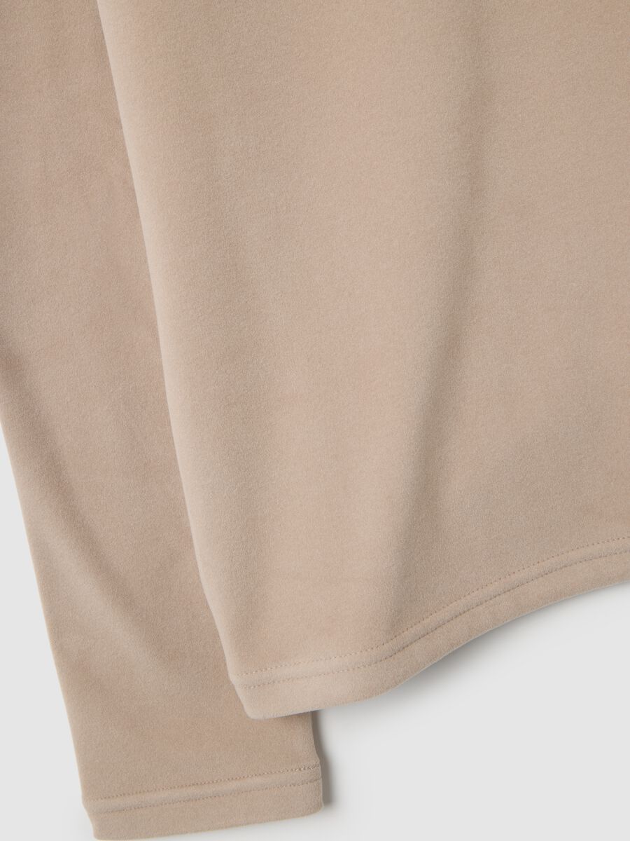Pile a collo alto beige con mezza zip regular fit_5