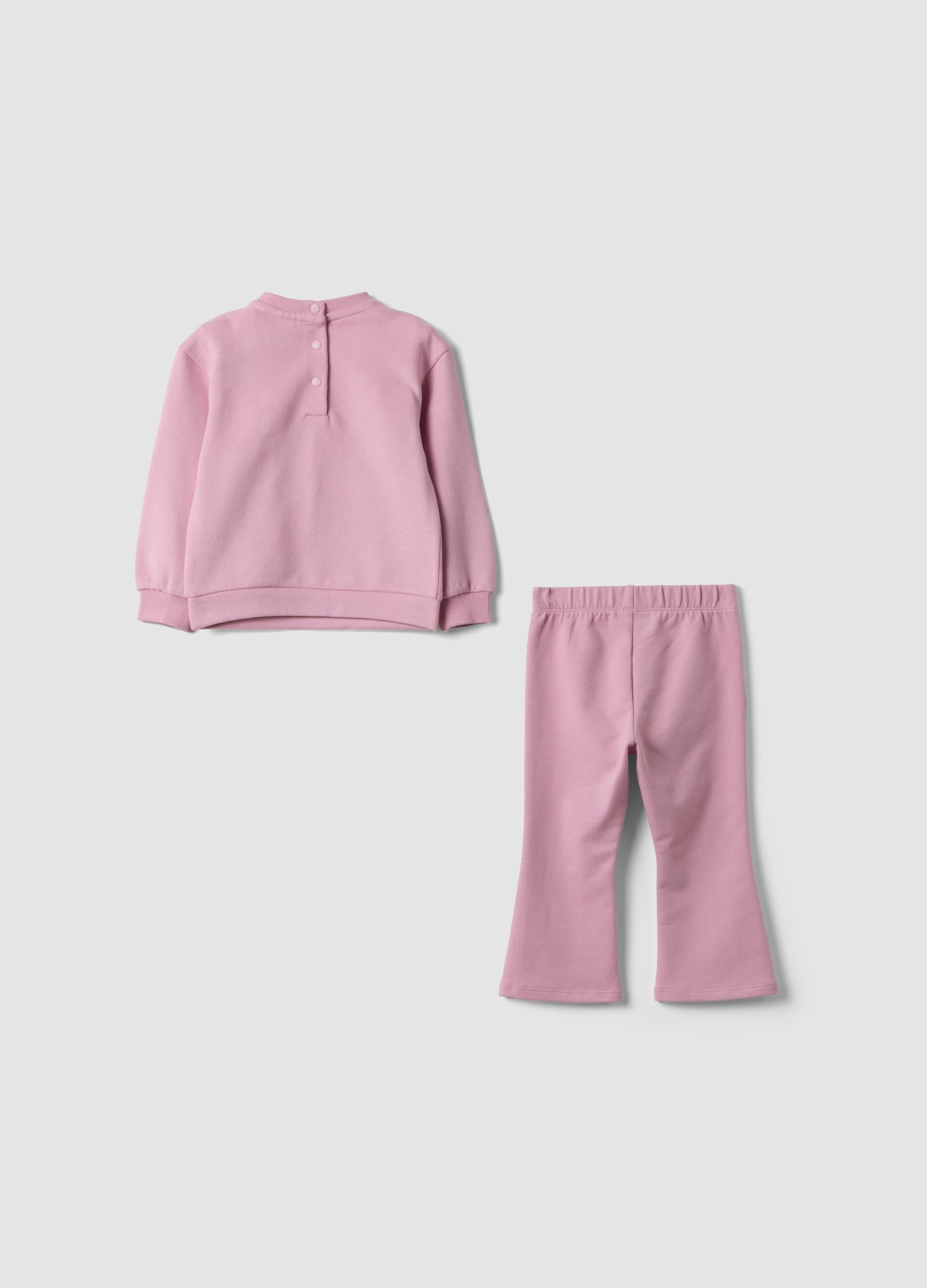 Pink pure cotton jogging set with "Love" slogan, oversized fit