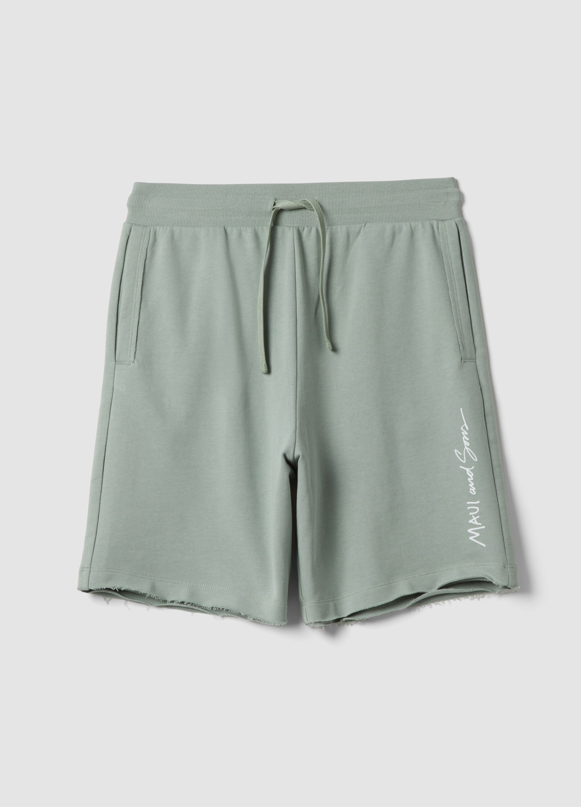 Green pure cotton relaxed-fit shorts