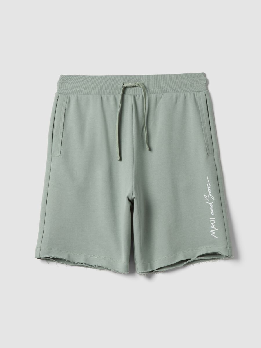 Pantaloncini in puro cotone verdi relaxed fit_4