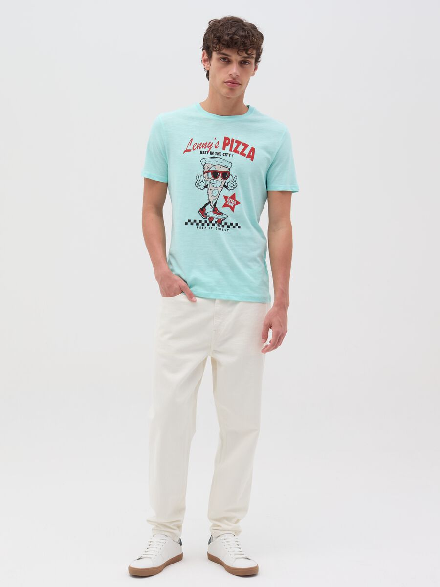 Slub jersey T-shirt with pizza print_1