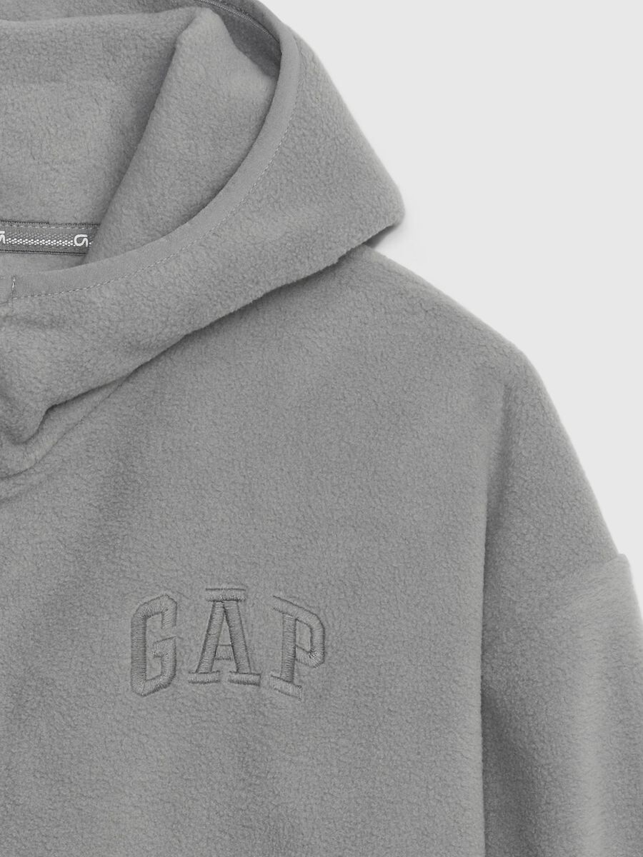 Full-zip in pile con cappuccio e ricamo logo_2