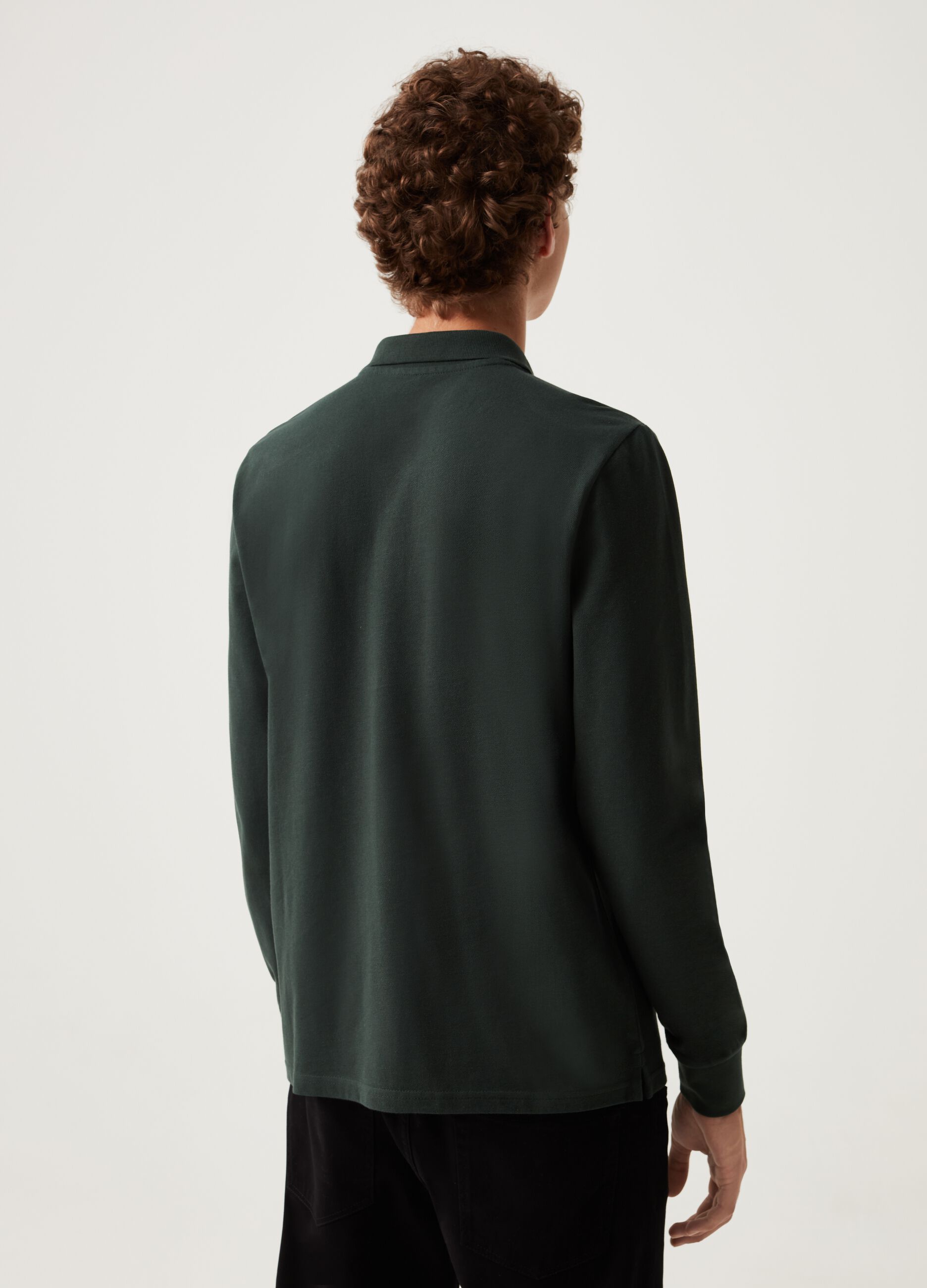 Polo in cotone piquet maniche lunghe_2