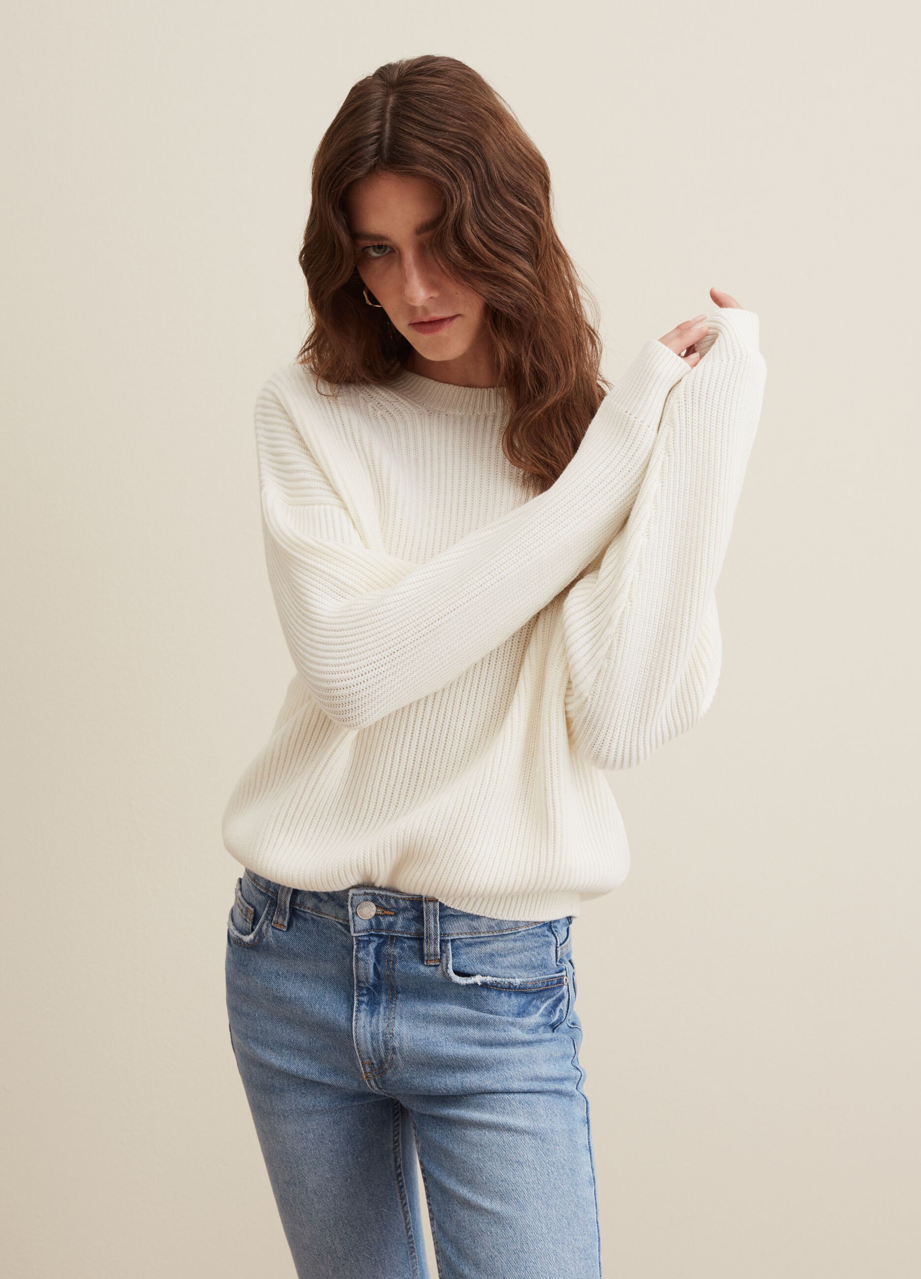 Pullover oversize con lavorazione a coste_1