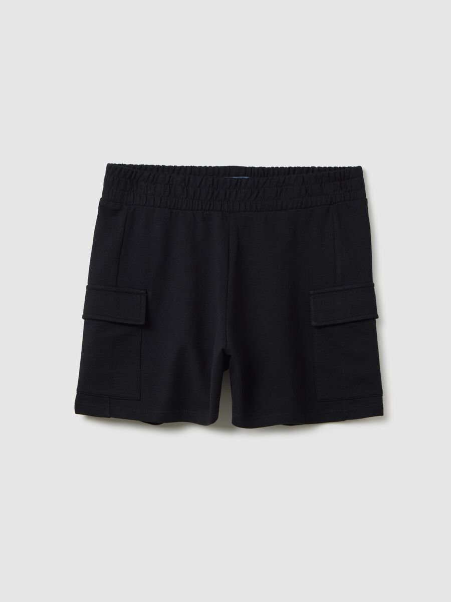 Black Cotton Cargo Shorts_3