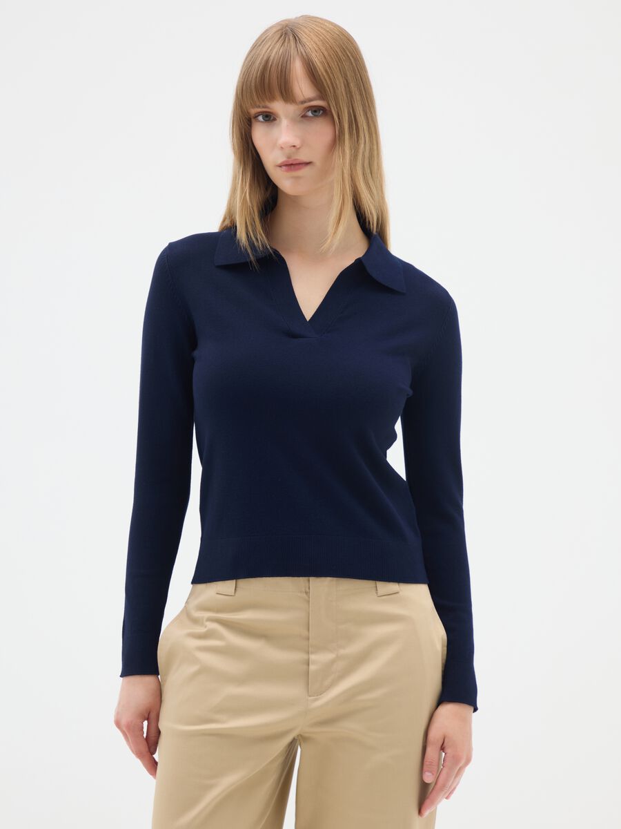 Blue Polo Neck Sweater_0