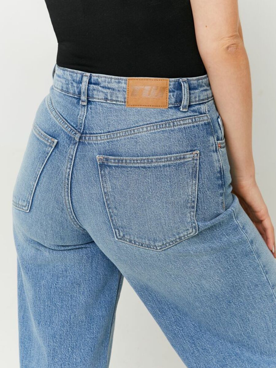 Pantaloni in cotone denim blu regular fit_4