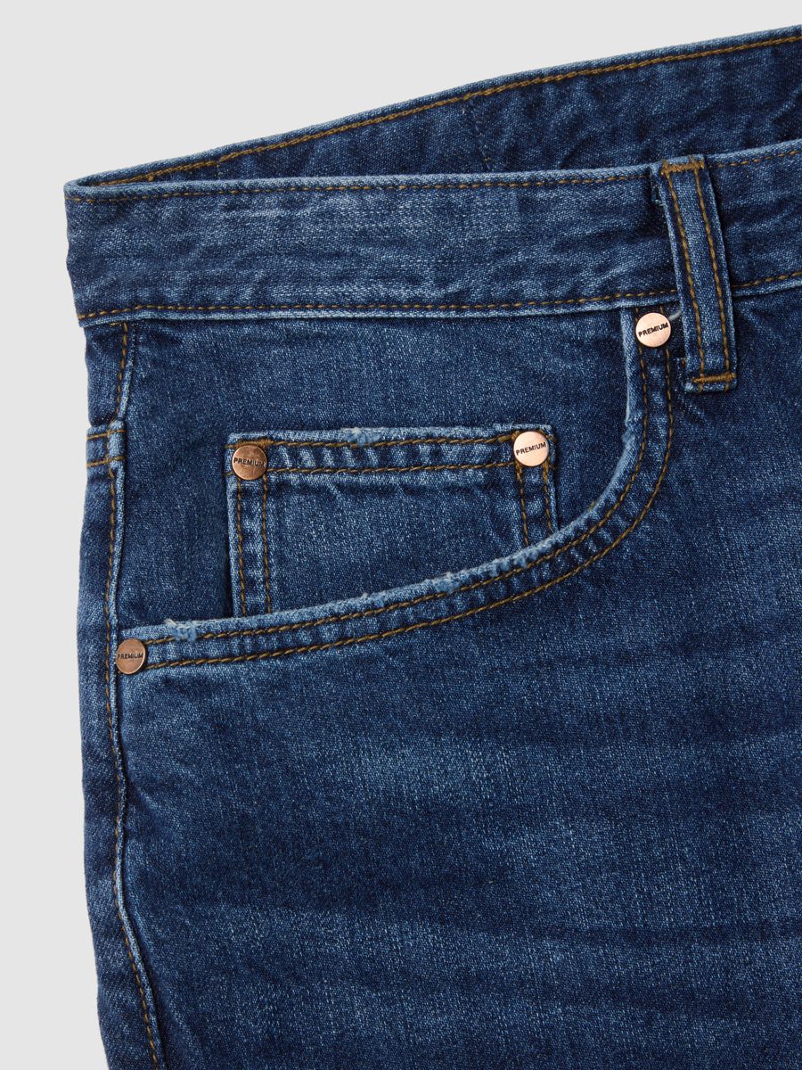 Men's blue denim regular fit jeans_5