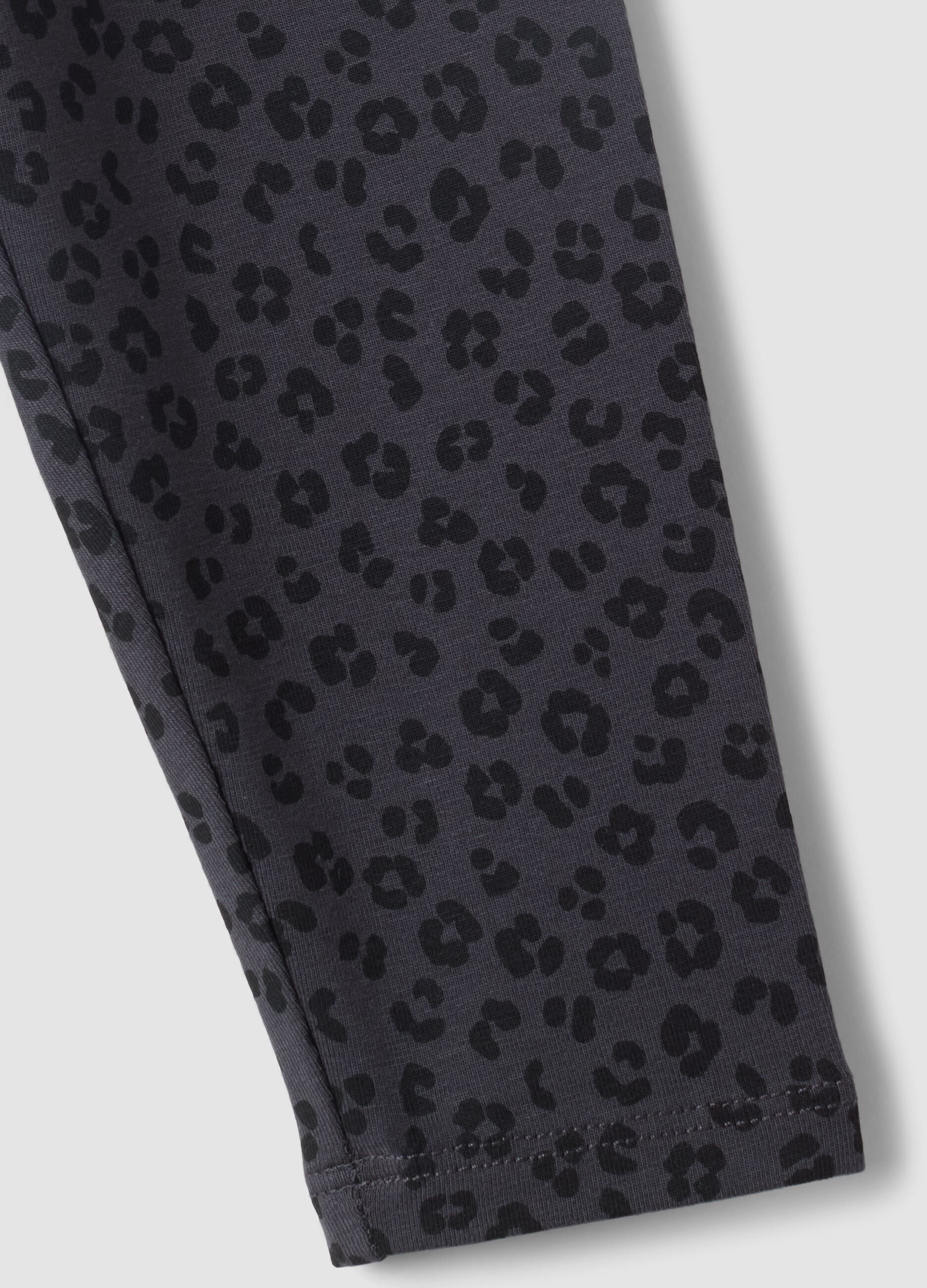 Black organic cotton-blend leggings with animal print for baby girl