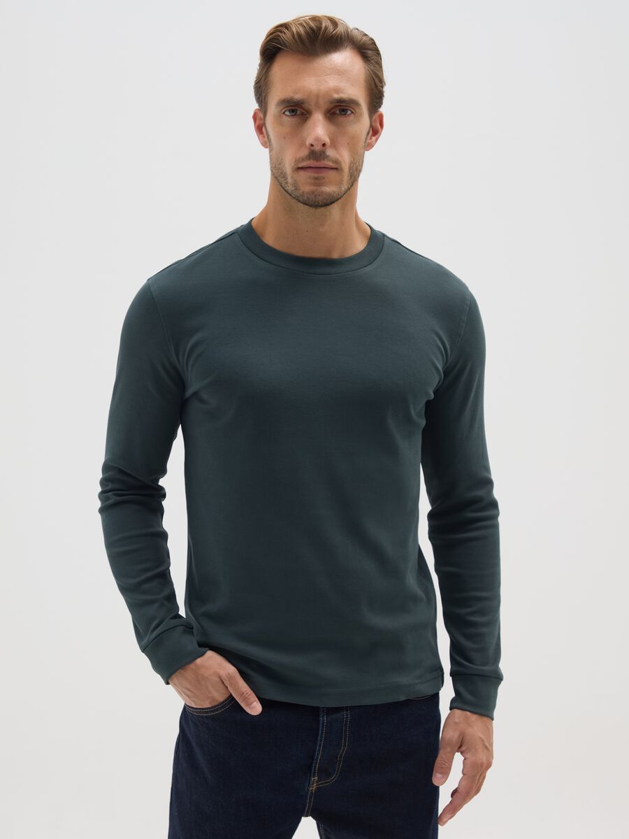 T-shirt in puro cotone verde regular fit_0
