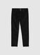Black stretch cotton ribbed slim fit trousers_0