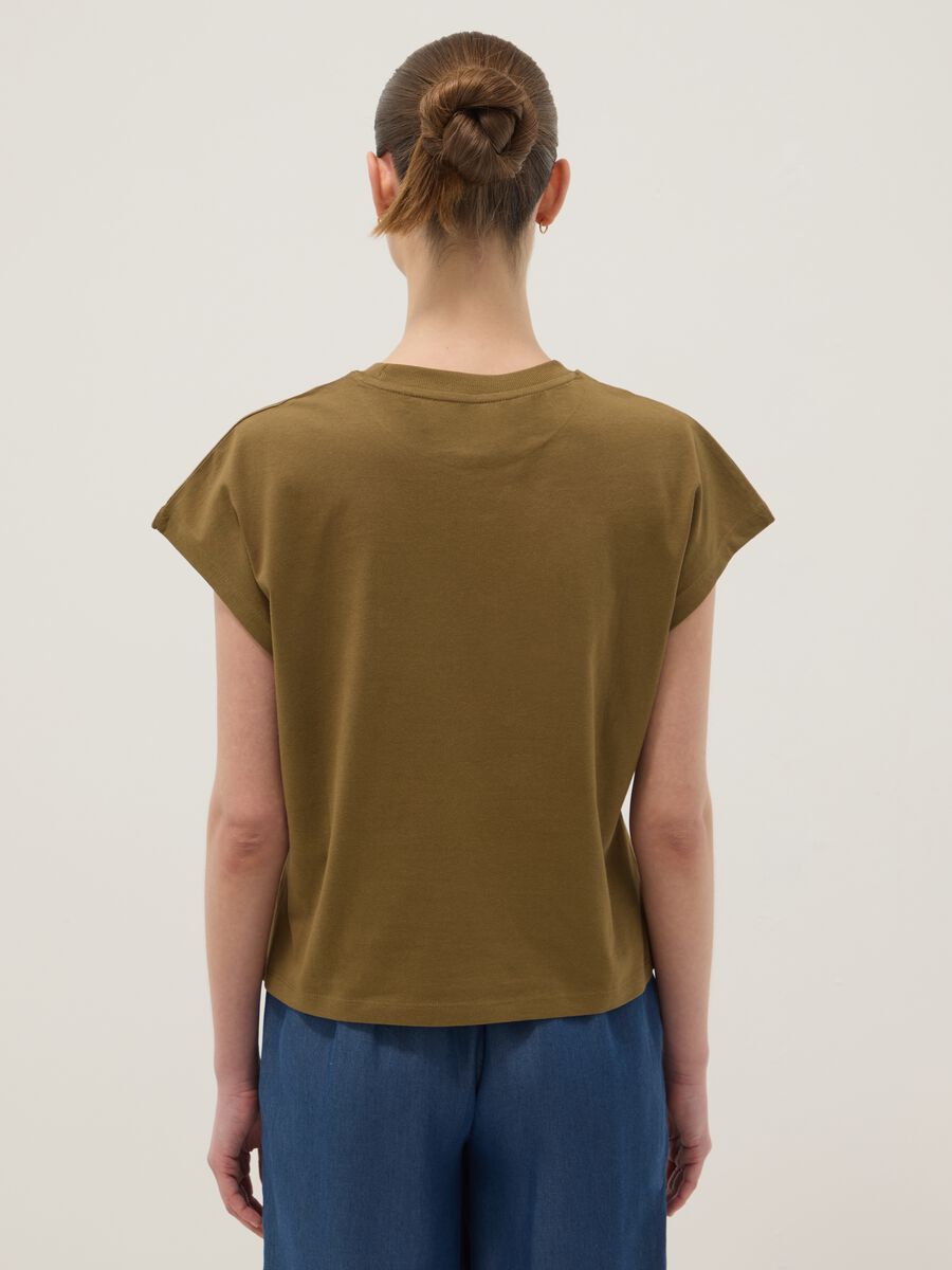 Green fitted pure cotton short-sleeve T-shirt_3