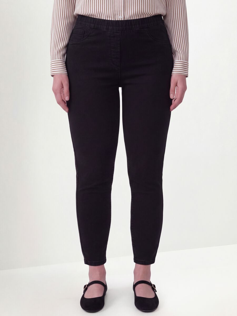 Jeggings neri skinny in cotone e viscosa elasticizzata_1