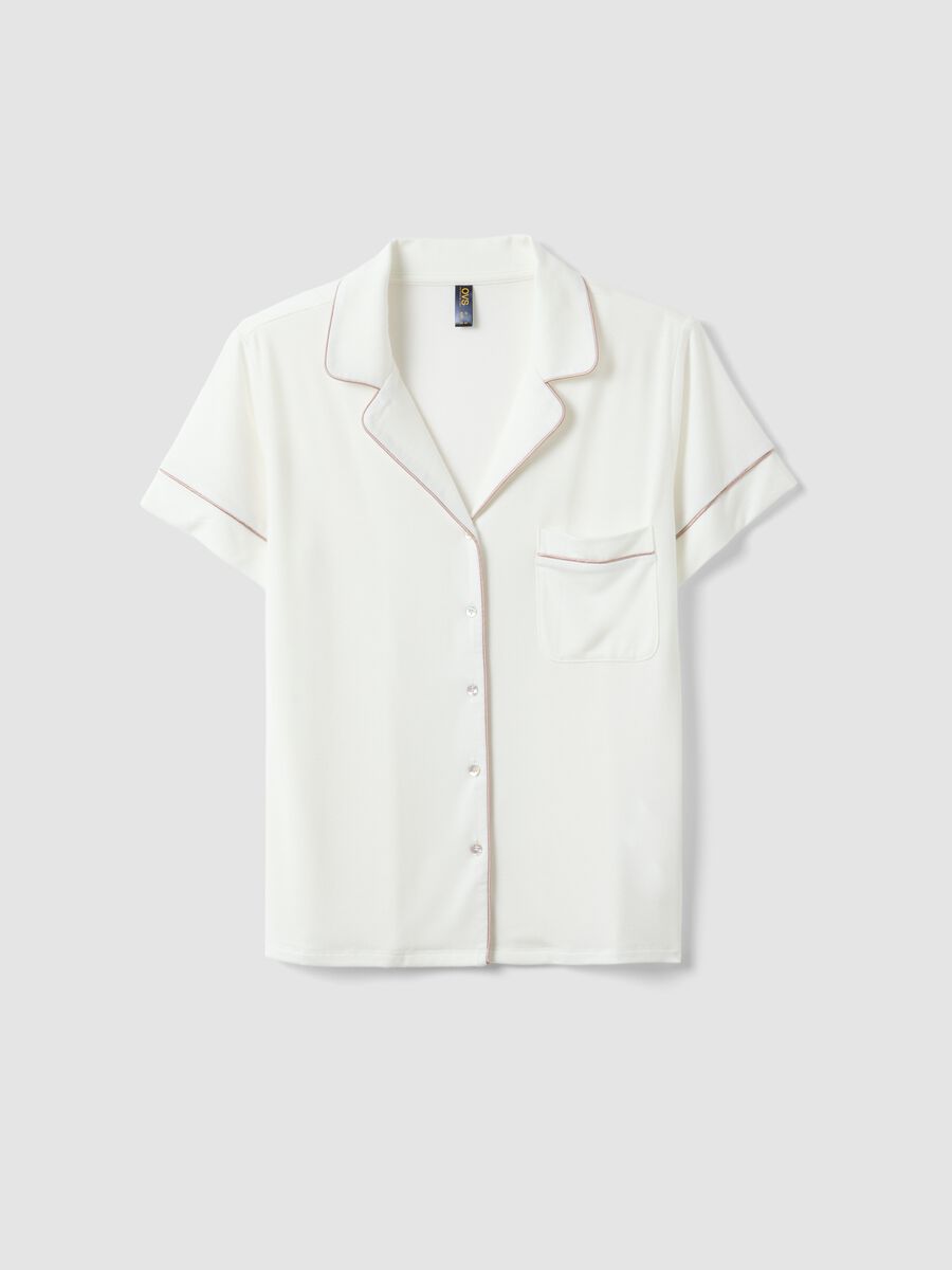 Maglia pigiama in misto viscosa elasticizzata bianco regular fit_4