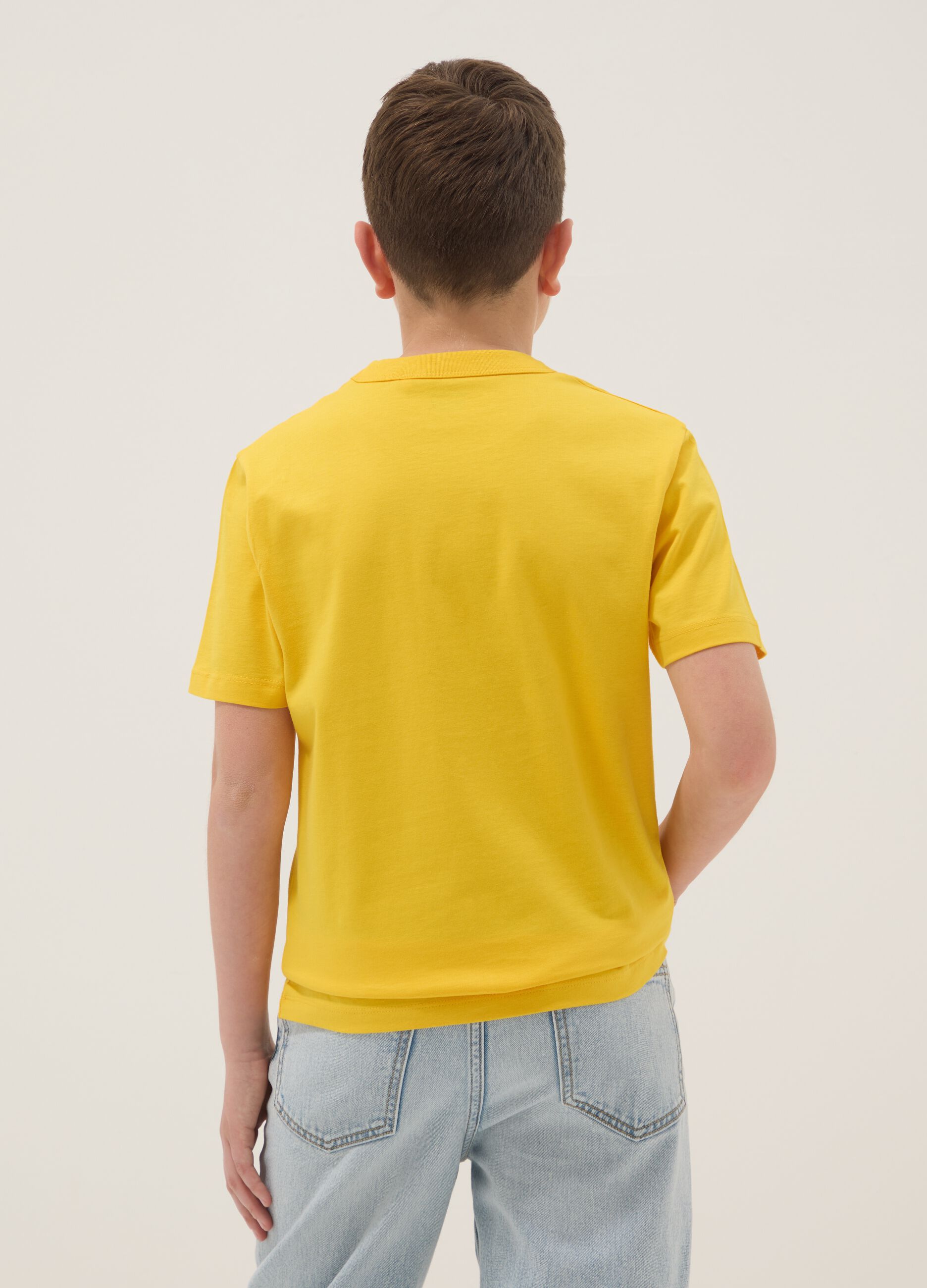 Yellow pure cotton boys&rsquo; regular fit T-shirt