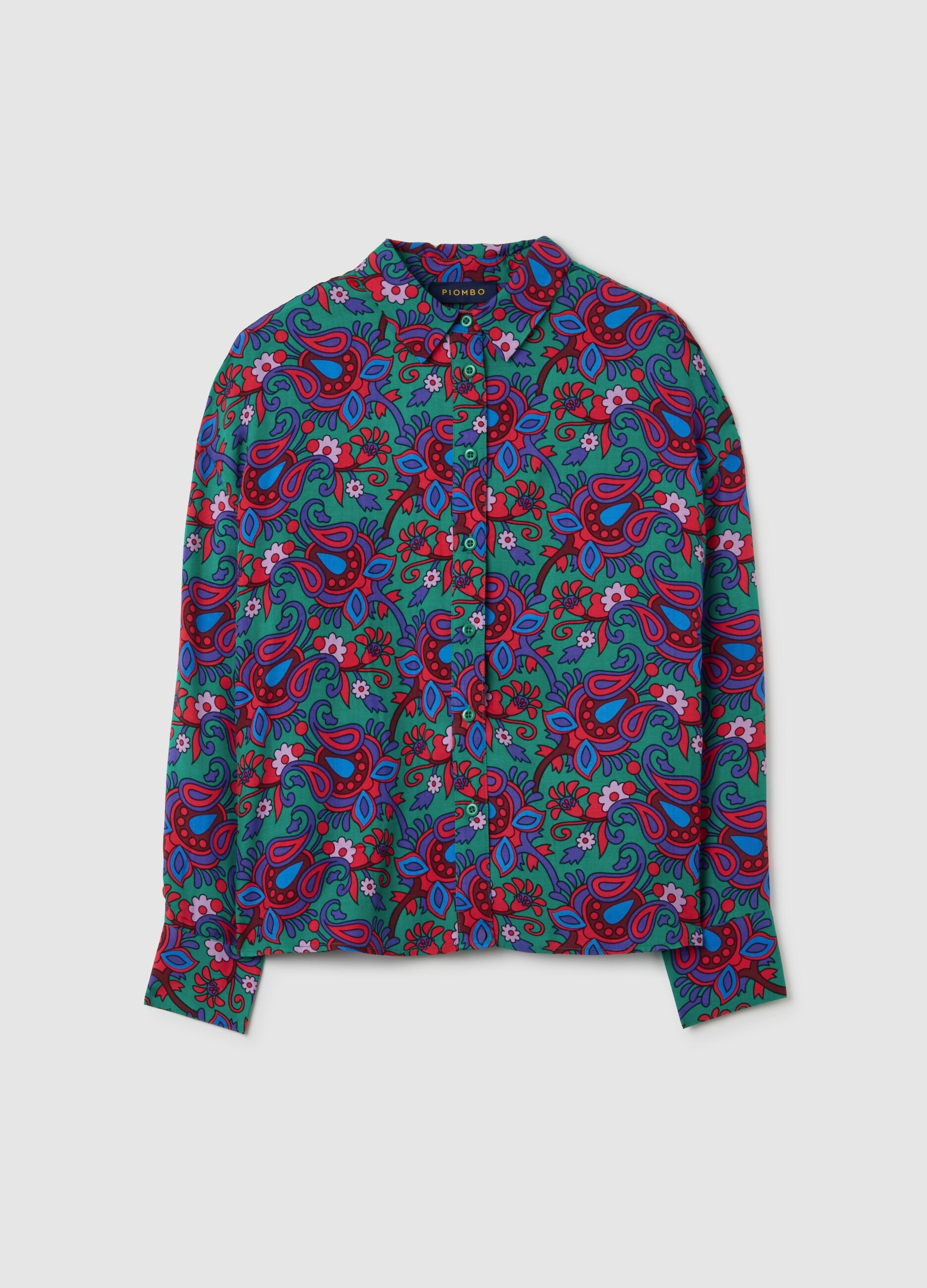 Multicolour pure viscose shirt regular fit