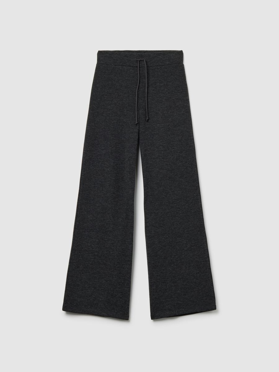 Grey Wide Leg Stretch Trousers_4