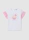 White T-shirt with flounce and cupcake application_0