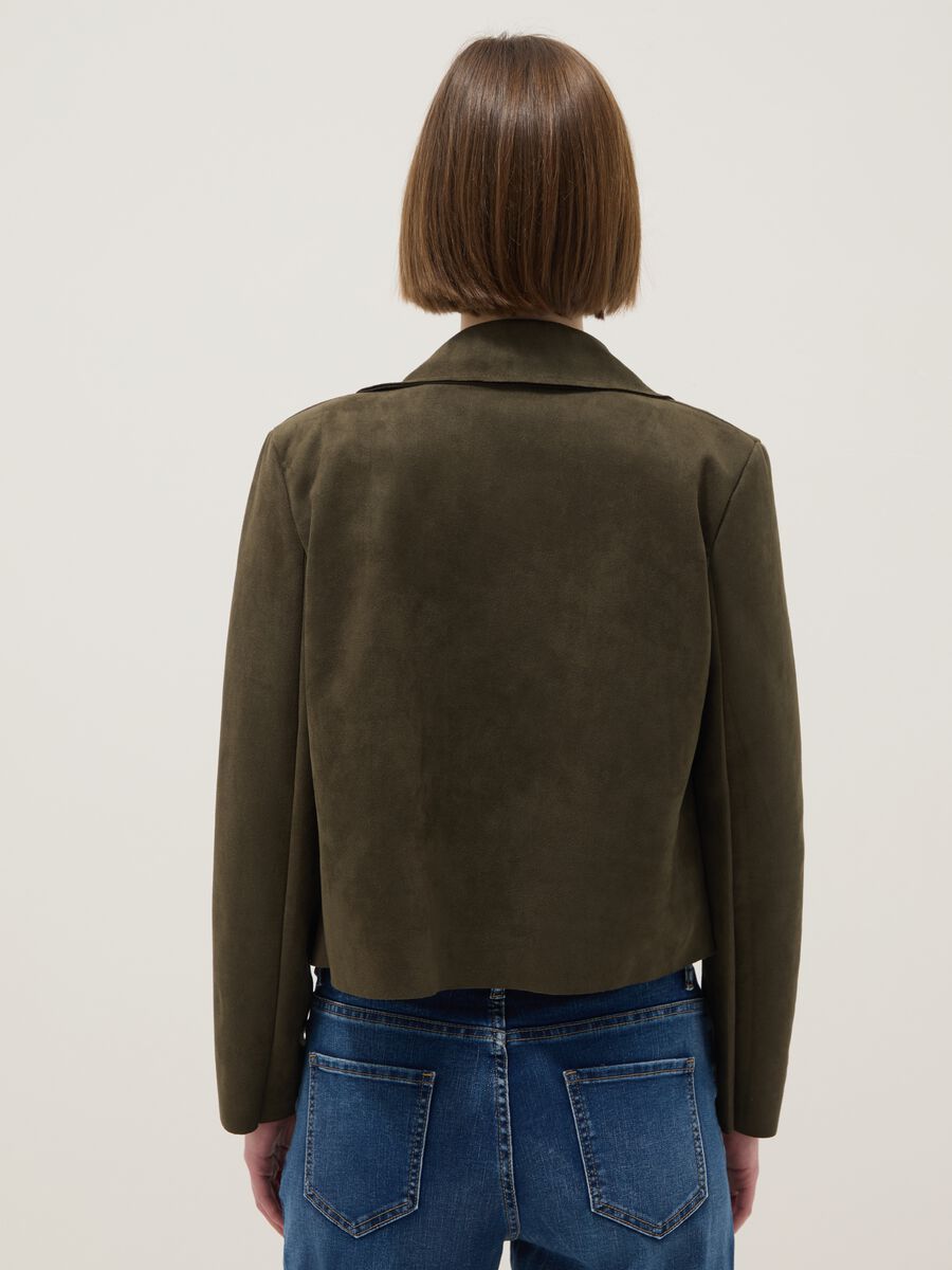 Giacca in puro cotone verde regular fit in stile biker_3