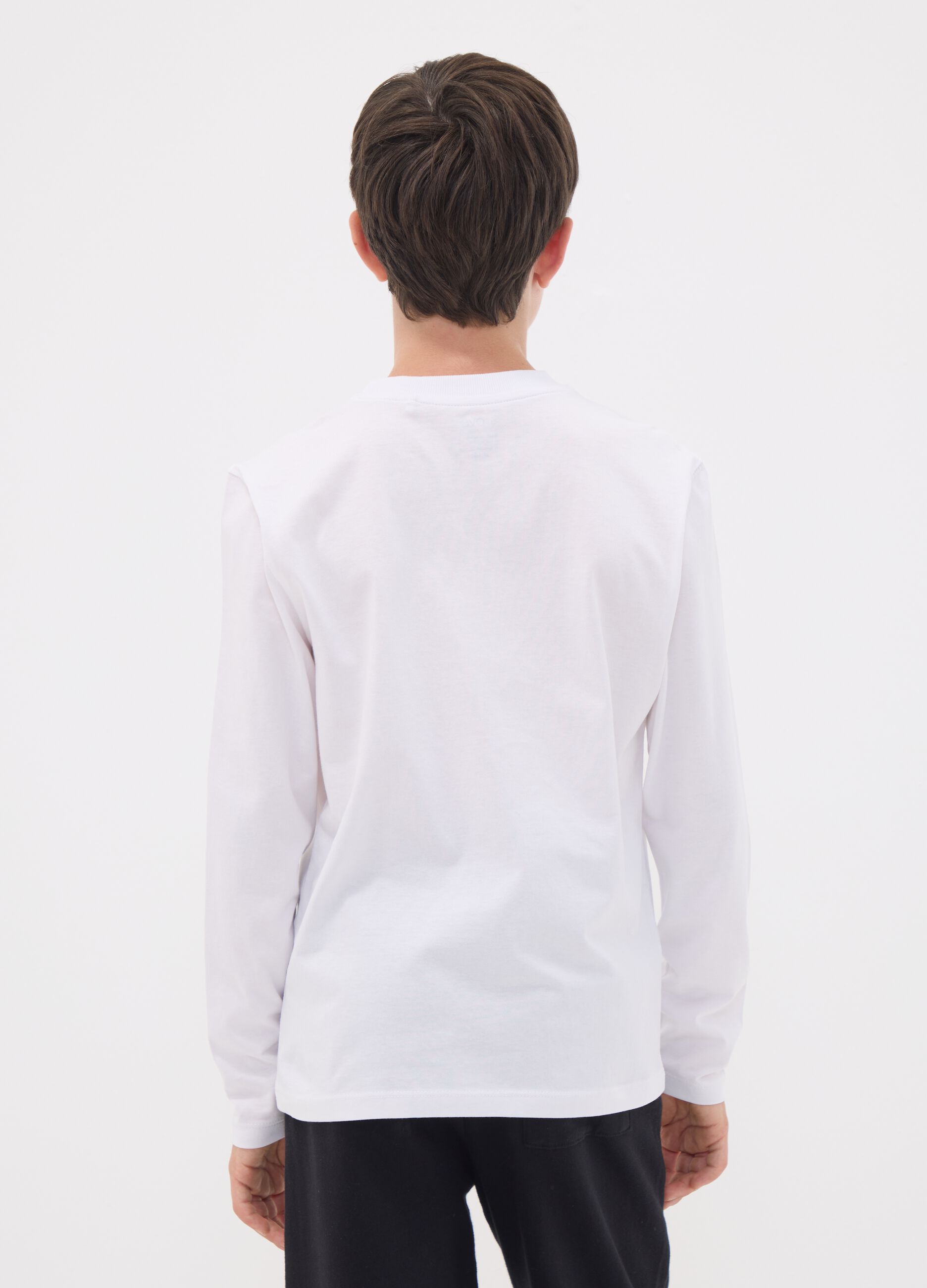 White organic cotton T-shirt with &ldquo;Let&rsquo;s get drip&rdquo; slogan for boys