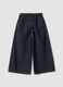 Dark blue wide-leg pure cotton jeans_0