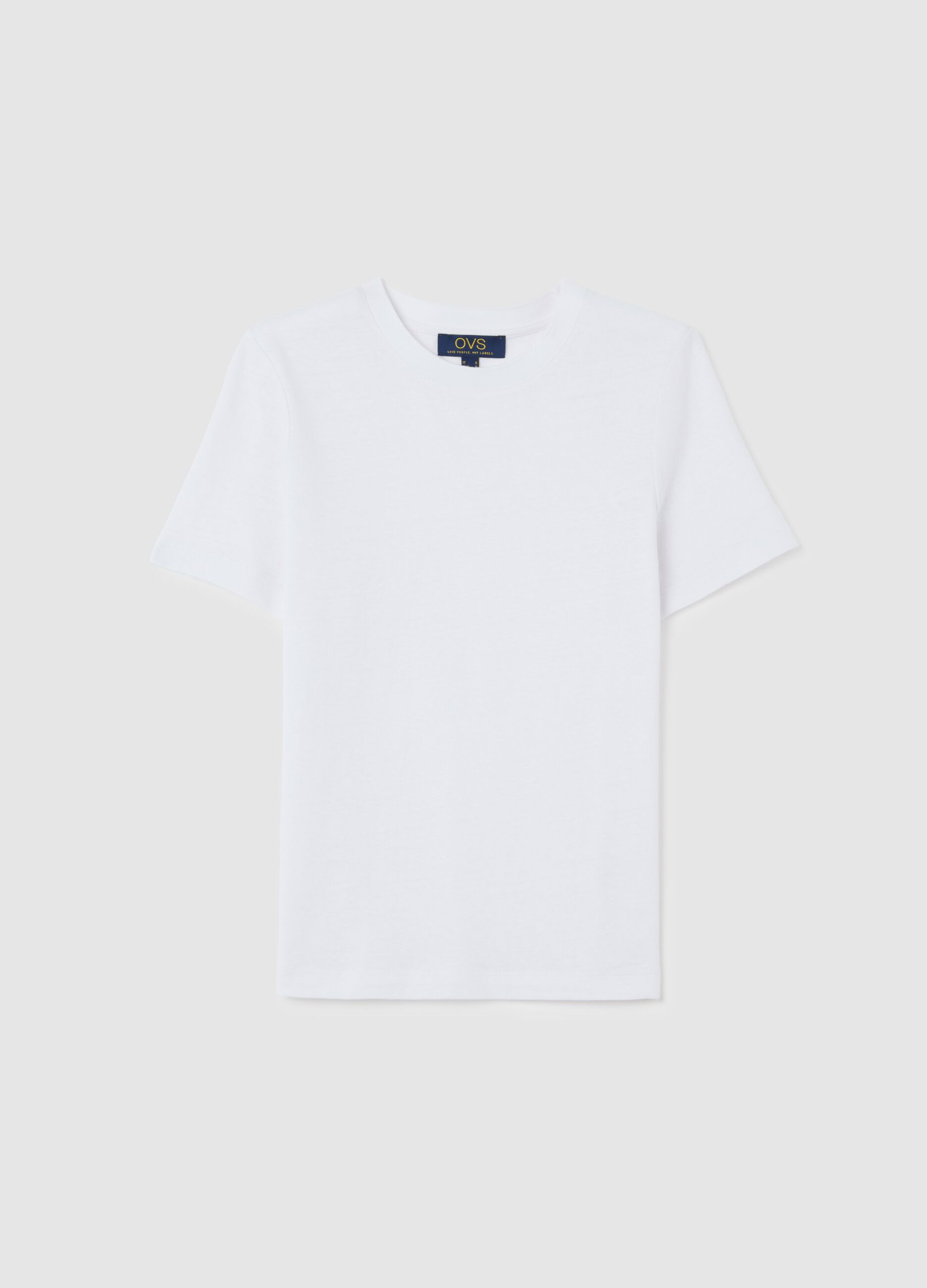White T-shirt in cotton and linen